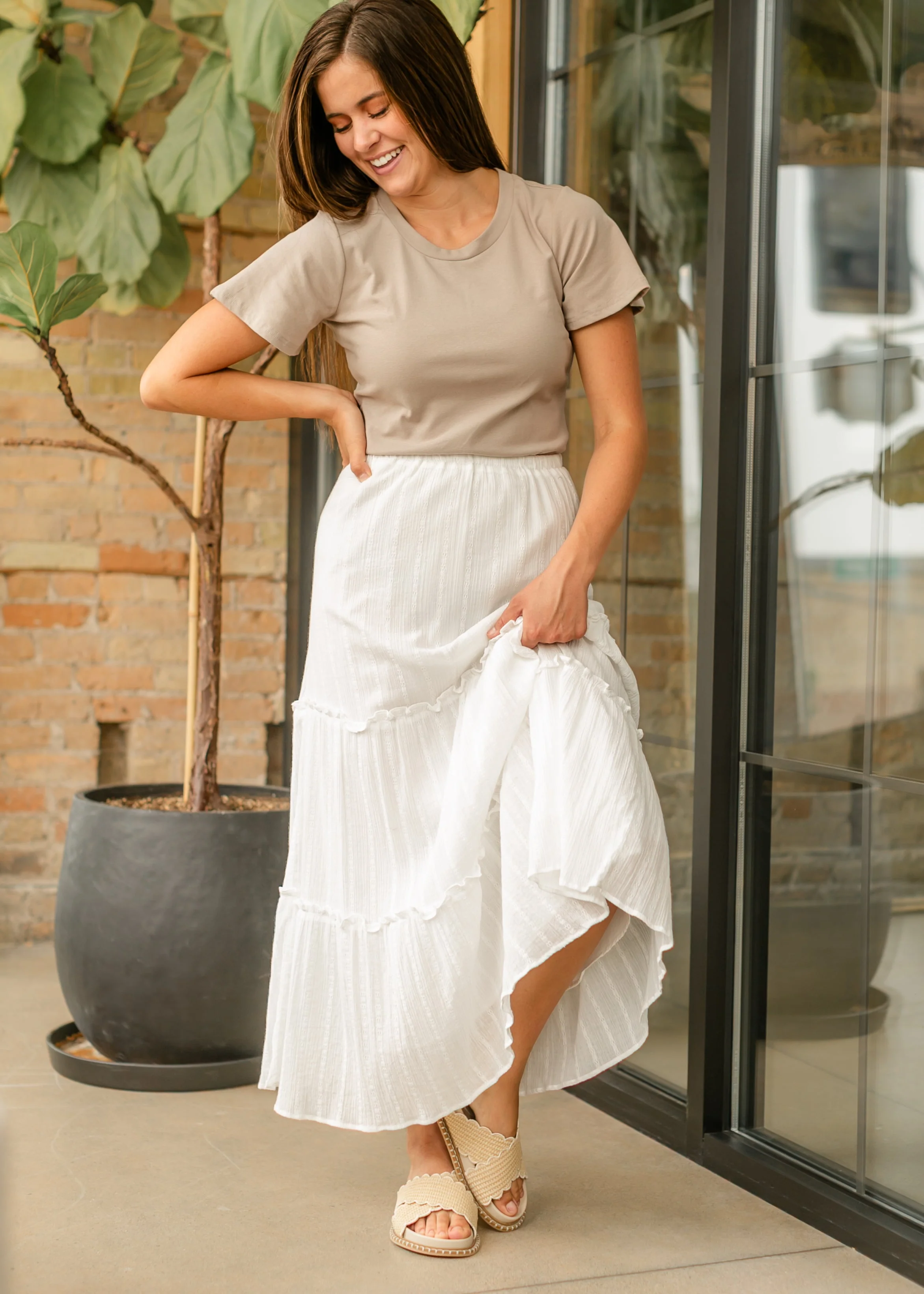 Essential Sand Flutter Sleeve Top - Image 12