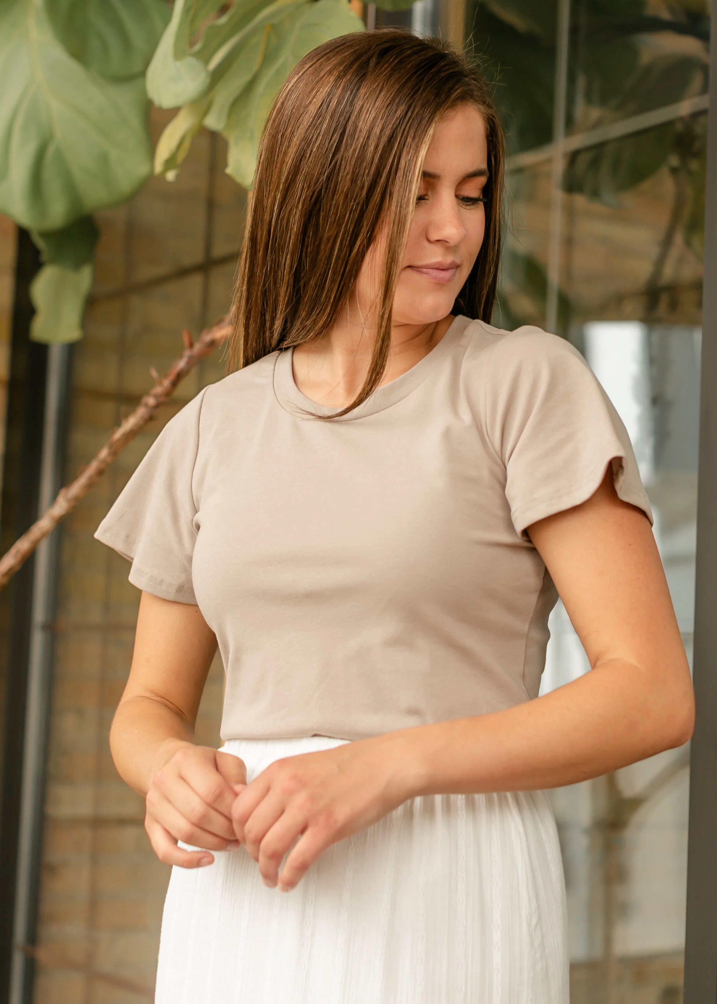 Essential Sand Flutter Sleeve Top - Image 14