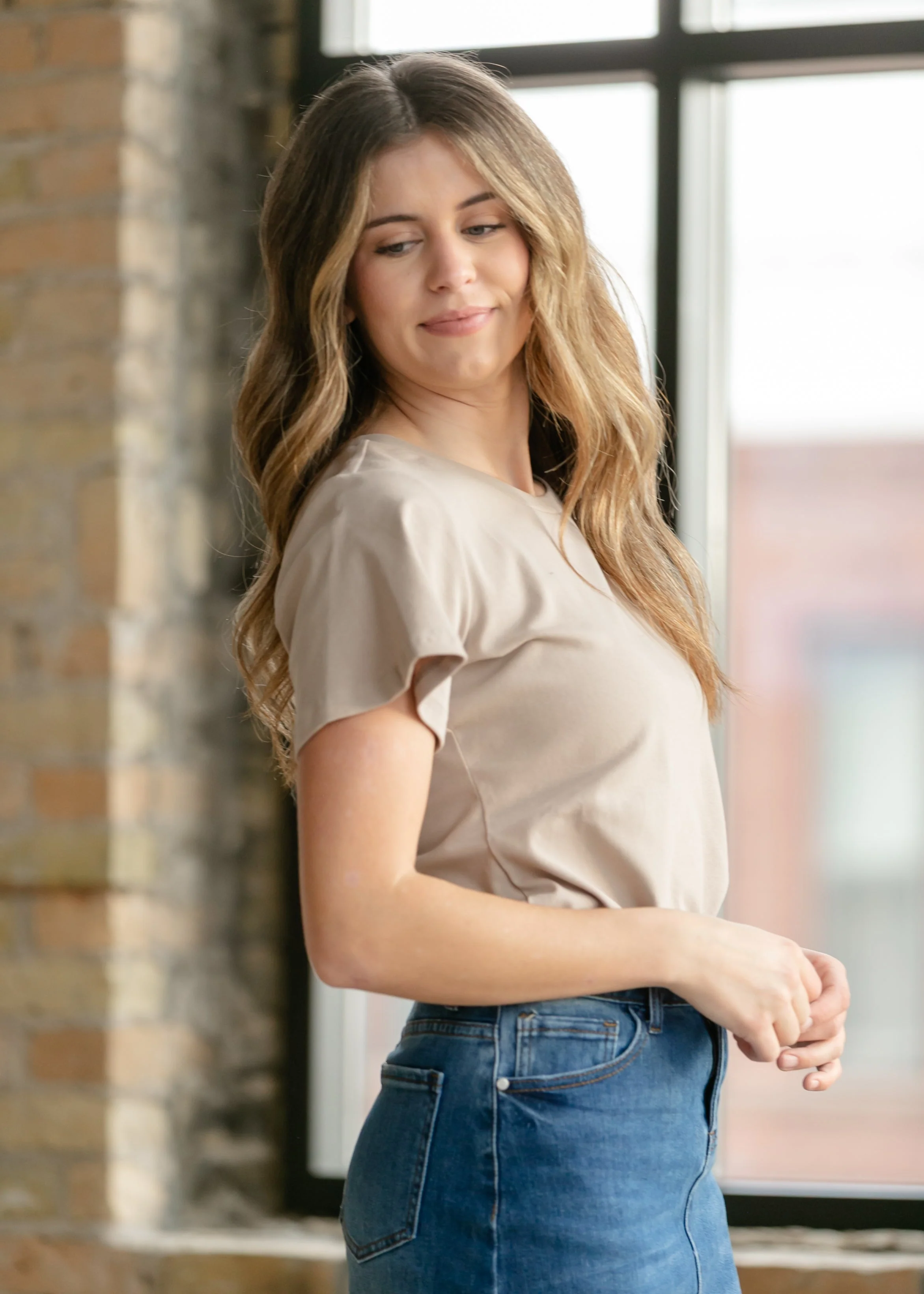 Essential Sand Flutter Sleeve Top - Image 6