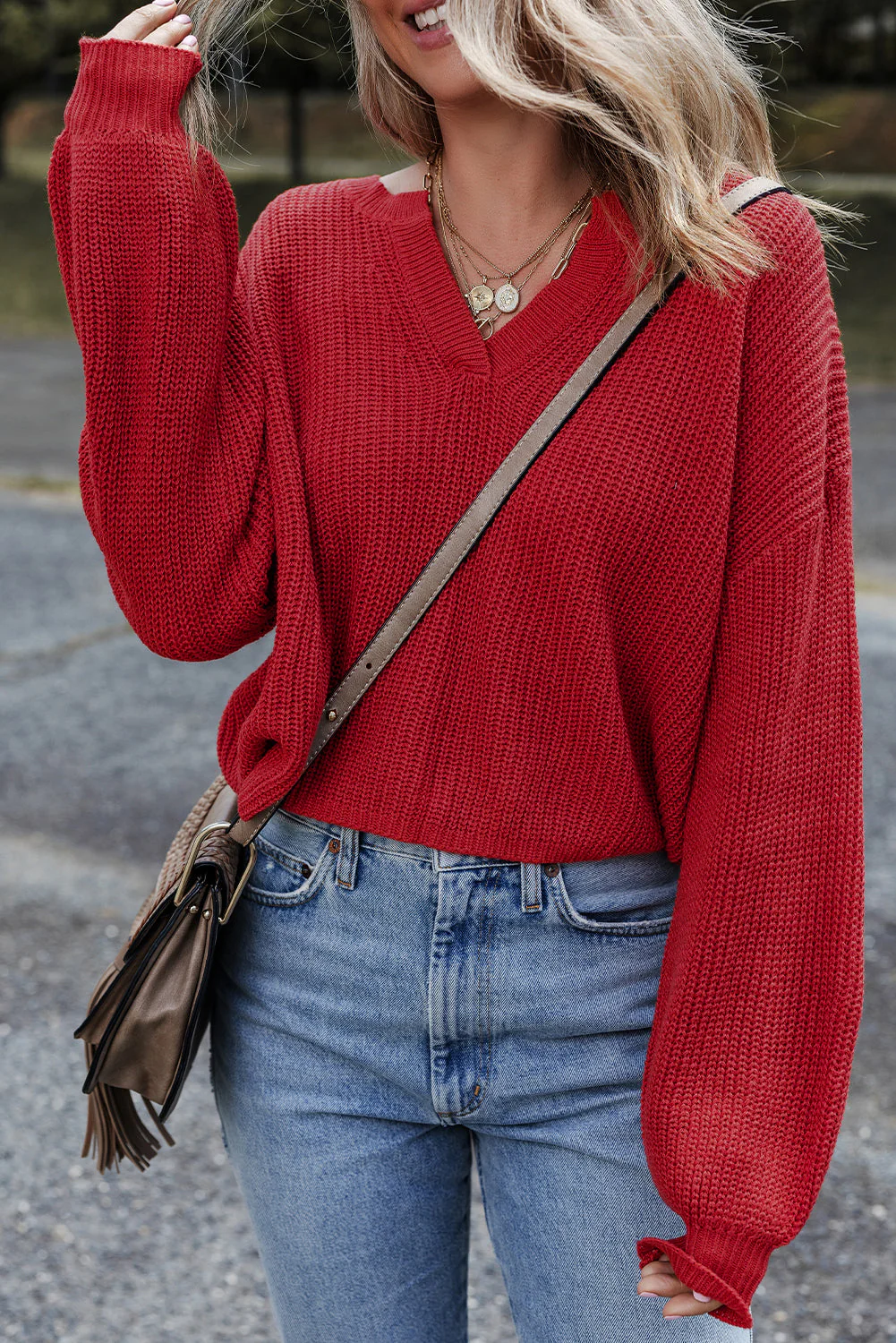 Threaded Pear Evelyn Knit Drop Shoulder Sweater - Image 3