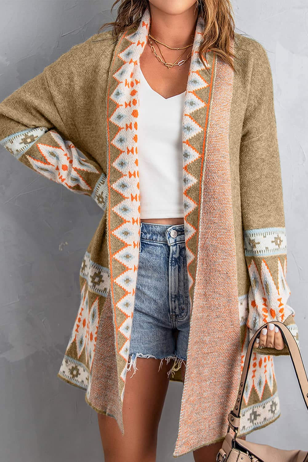 Threaded Pear Evelyn Open Front Knitted Cardigan - Image 4