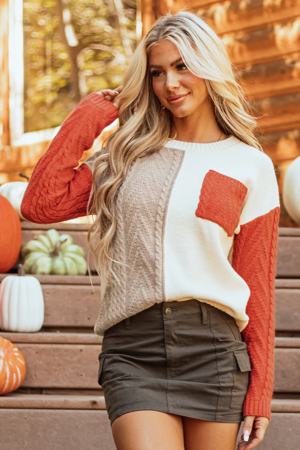 Threaded Pear Evelyn Patched Drop Shoulder Sweater - Image 8