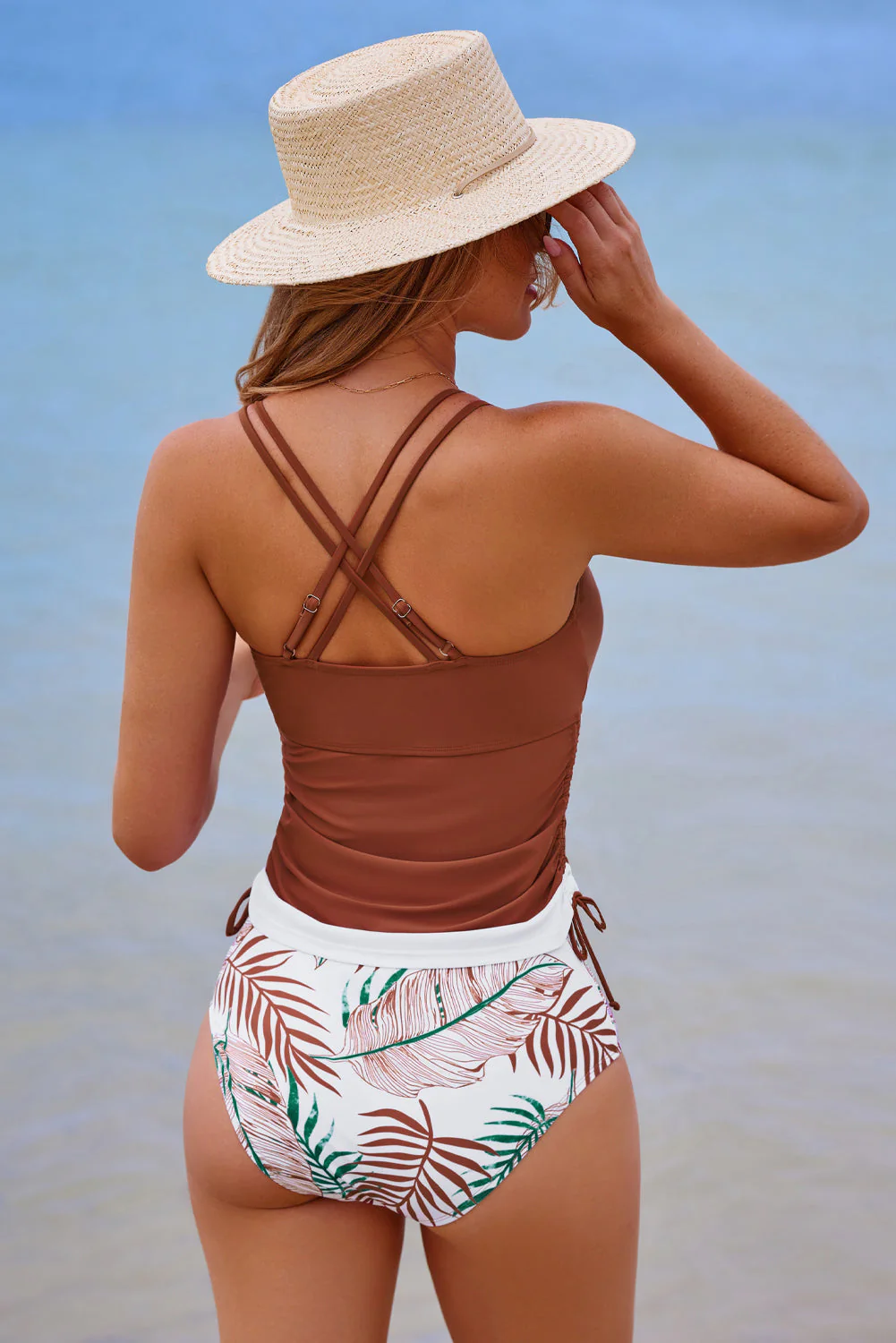 Threaded Pear Everlee Stripe Drawstring Tummy Control Tankini Swimsuit - Image 15
