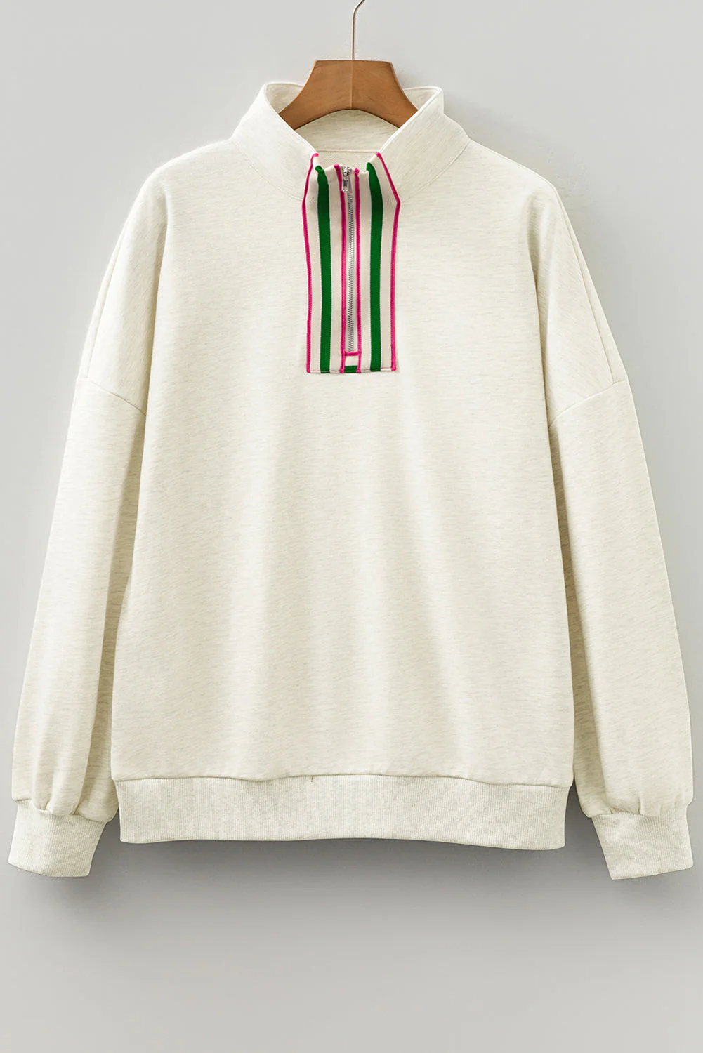 Threaded Pear Felitina Patchwork Zip Collar Pullover - Image 5