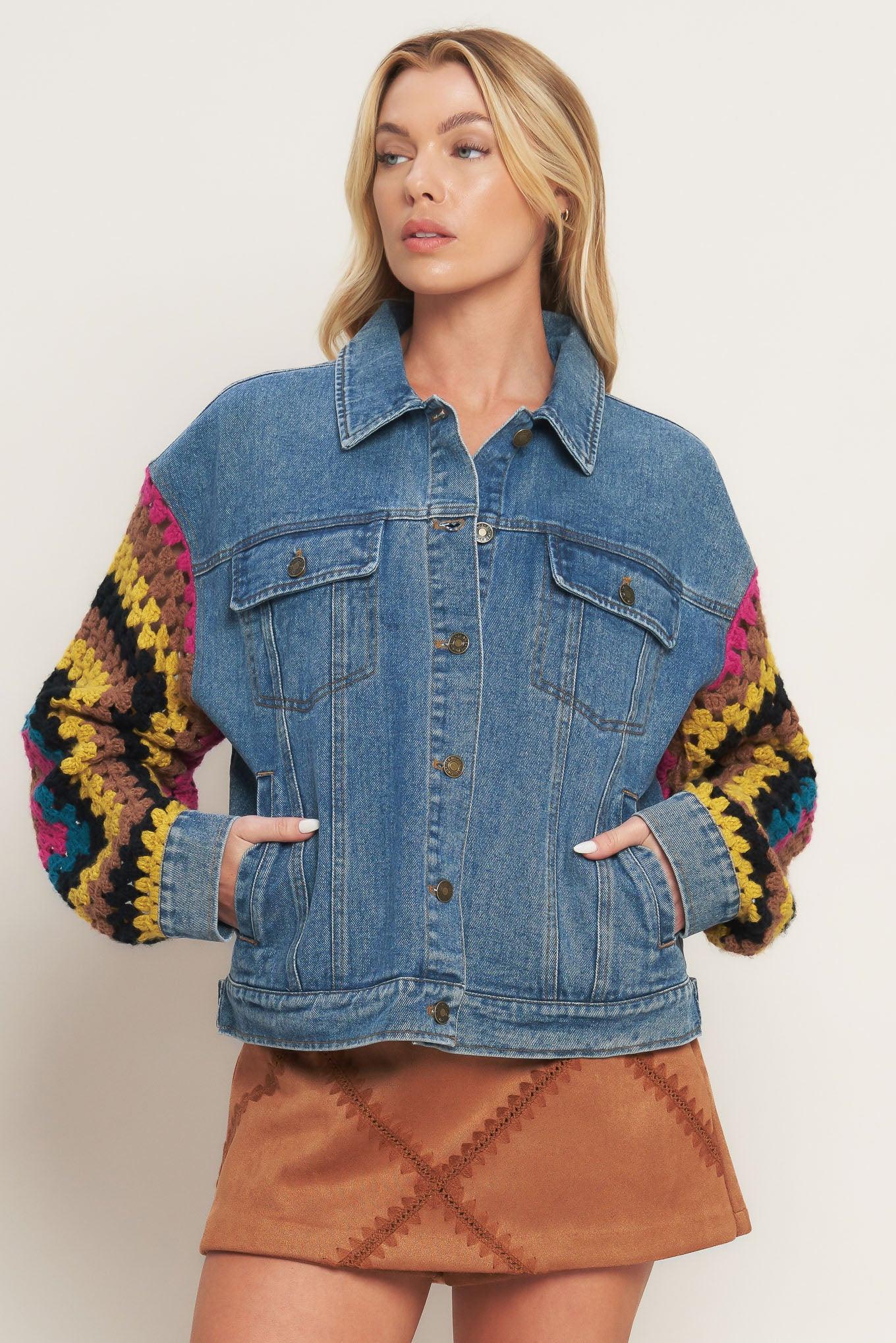 Festival Weave Washed Denim Jacket - Image 7