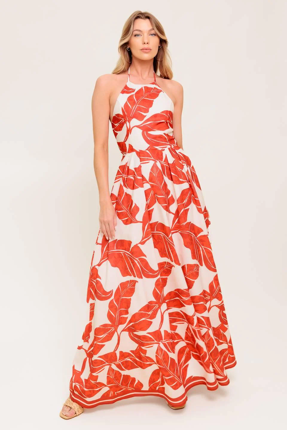 First Glance Red Woven Midi Dress - Image 4