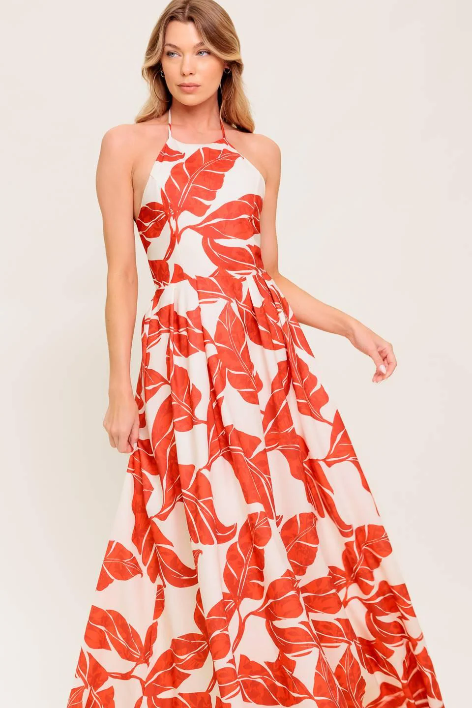 First Glance Red Woven Midi Dress - Image 5