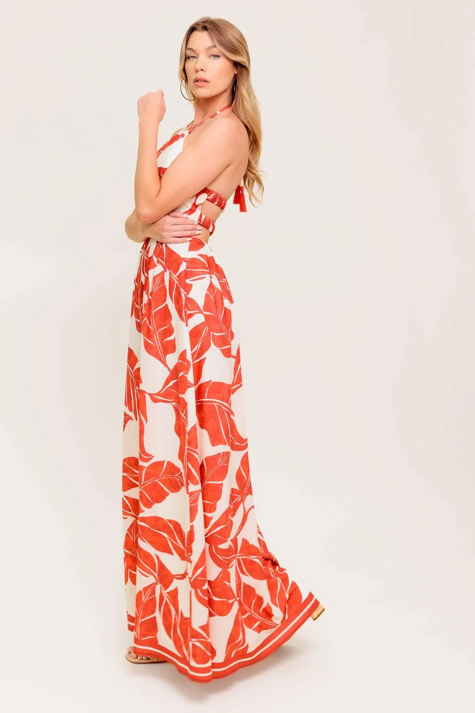 First Glance Red Woven Midi Dress - Image 6