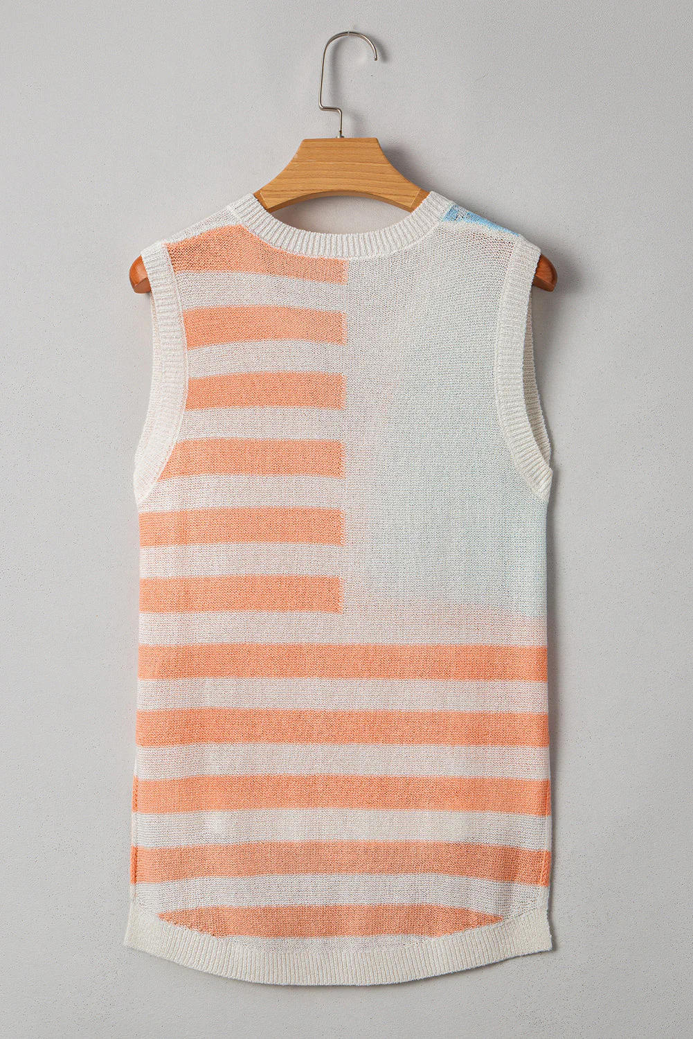 Threaded Pear Flag Notched Neckline Loose Sweater Vest - Image 9