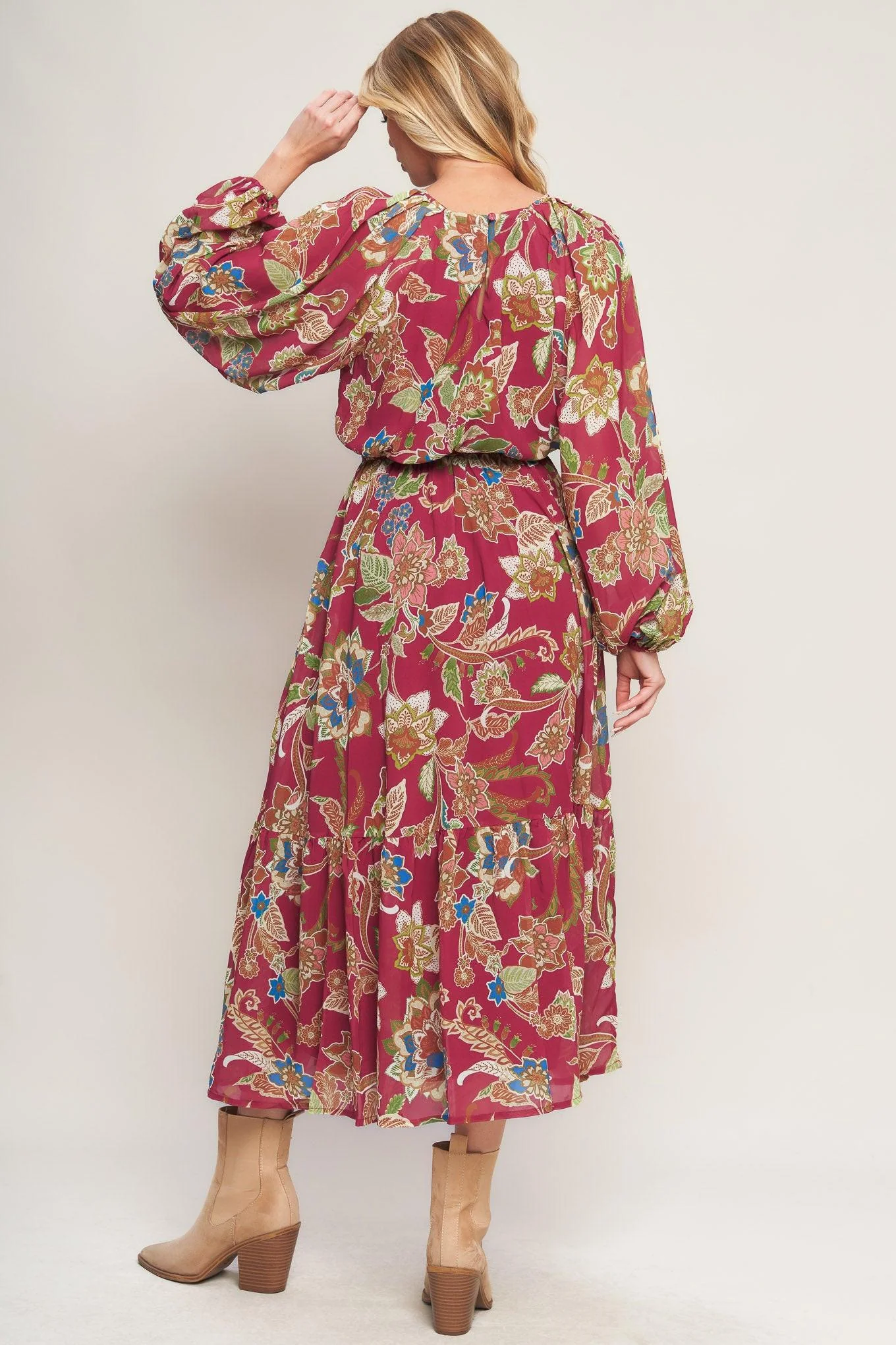 Florally Chic Woven Midi Dress - Image 5