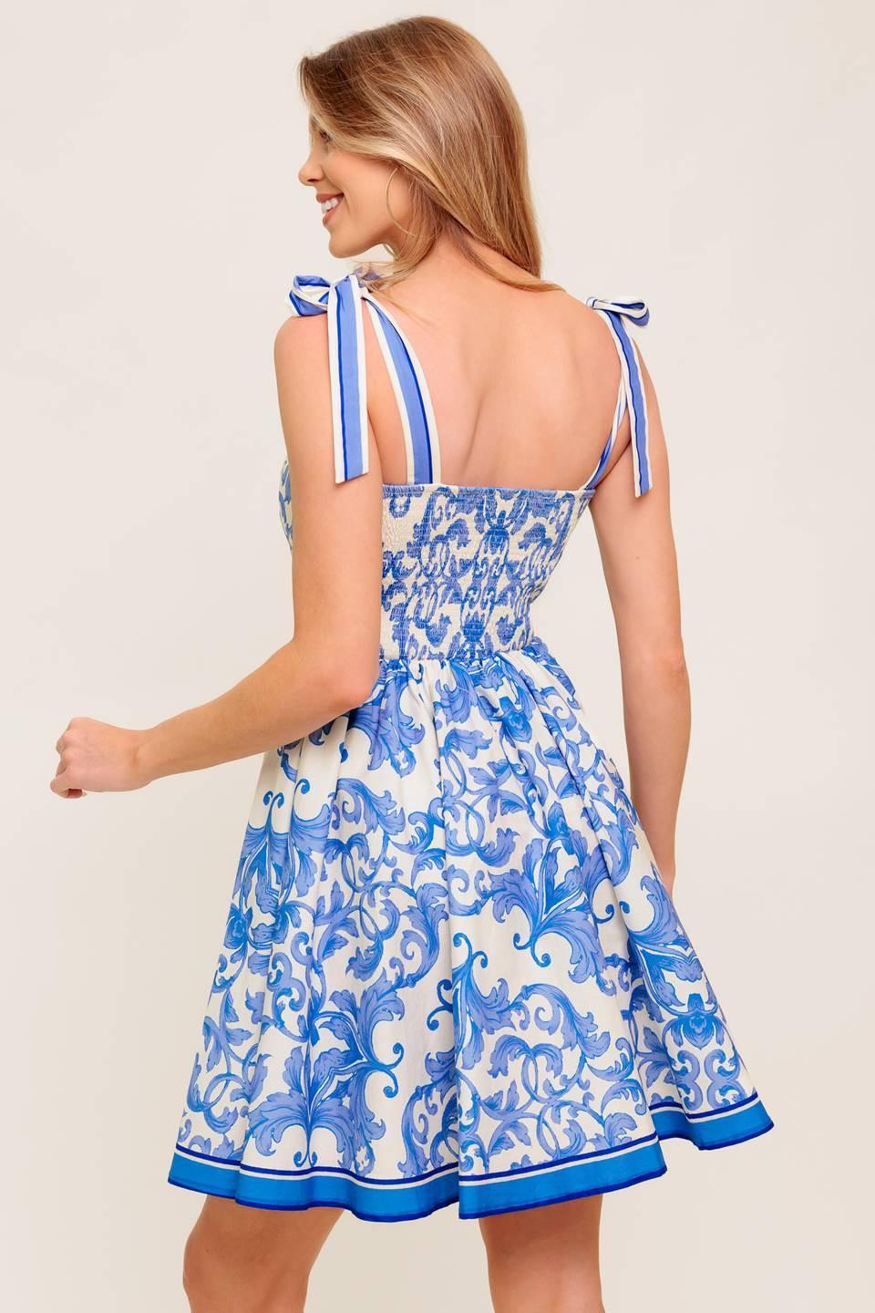 Florence Days Floral Blue Woven Mini Dress - Image 7