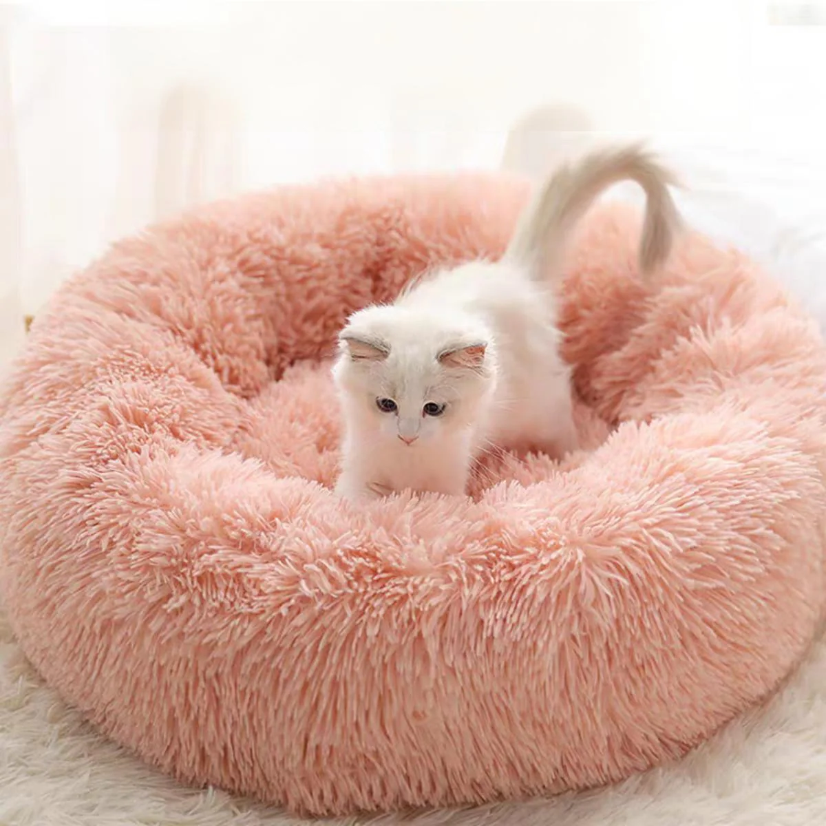 Fluffy Donut Calming Cat Bed - Image 25