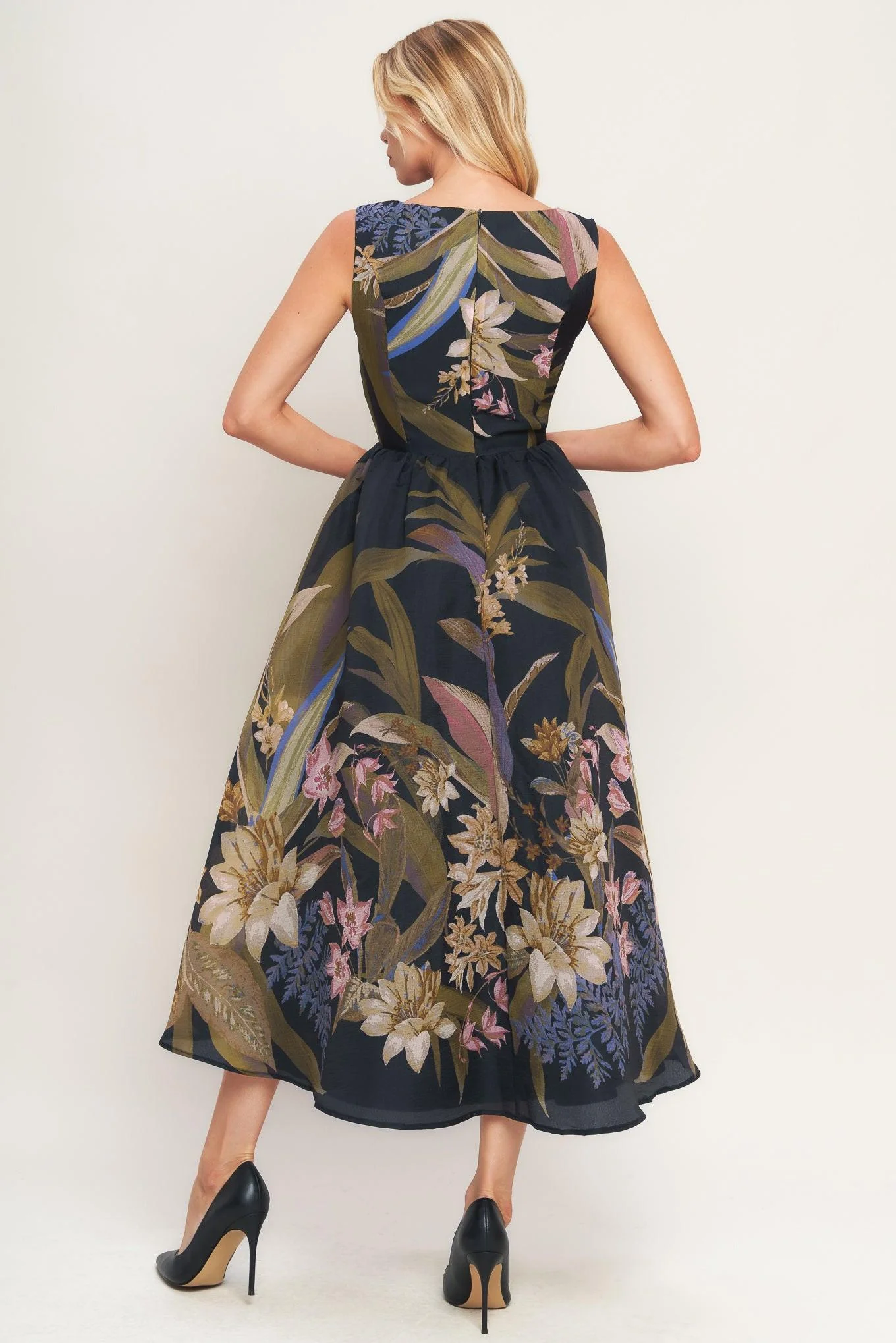 Foliage Whisper Woven Midi Dress - Image 4