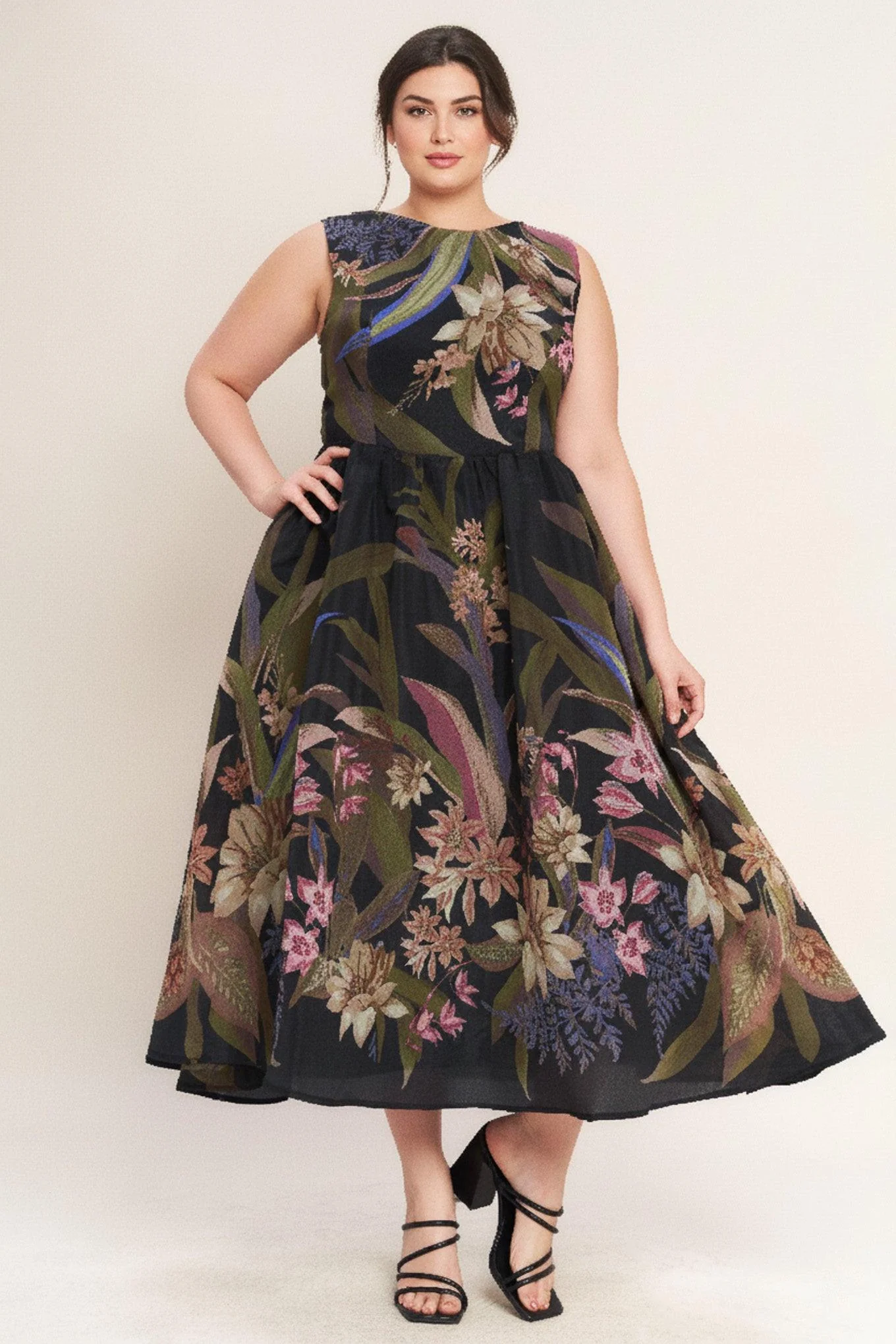 Foliage Whisper Woven Midi Dress - Image 6