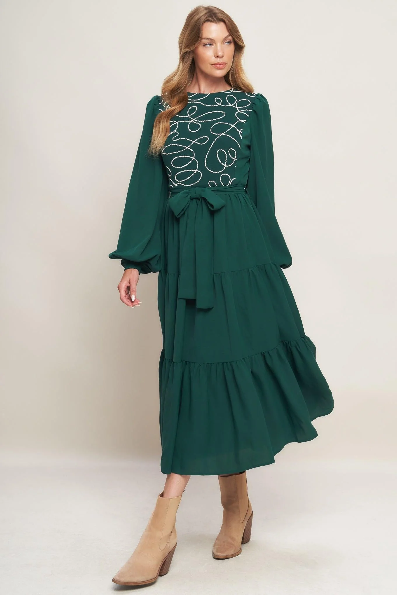 Forest Allure Woven Midi Dress - Image 4