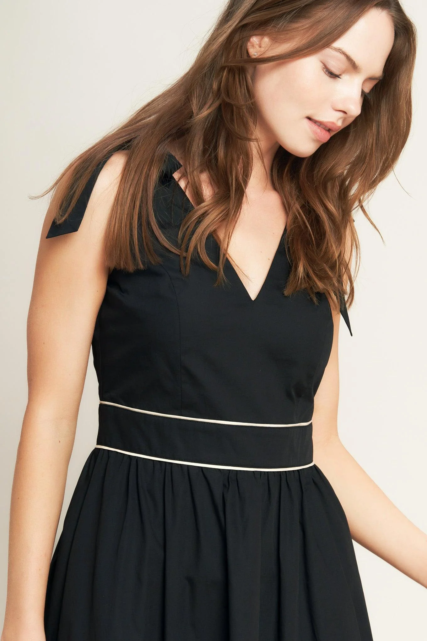 Forest Charm Black Cream Woven Midi Dress - Image 7