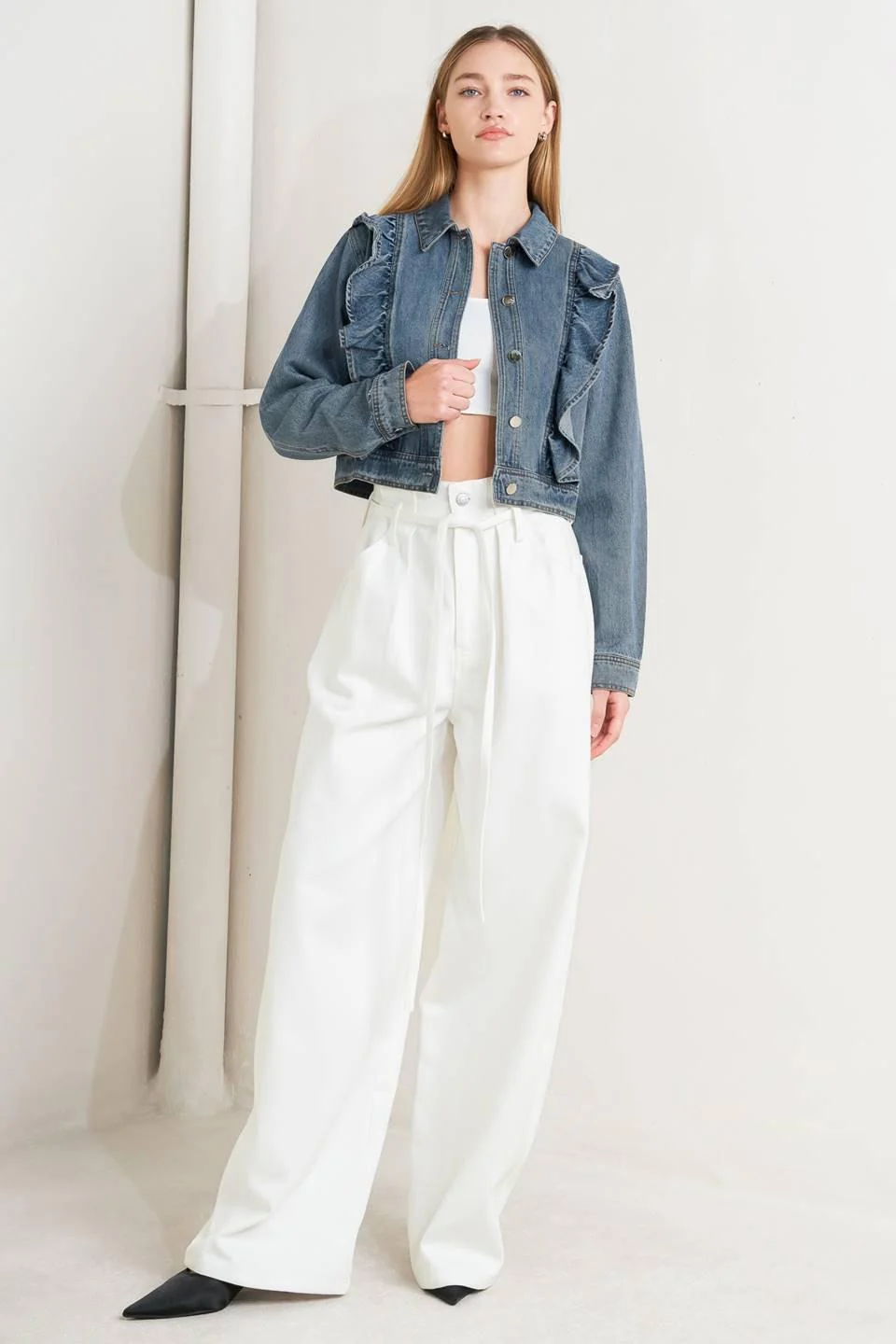 French Femme Denim Crop Jacket - Image 5