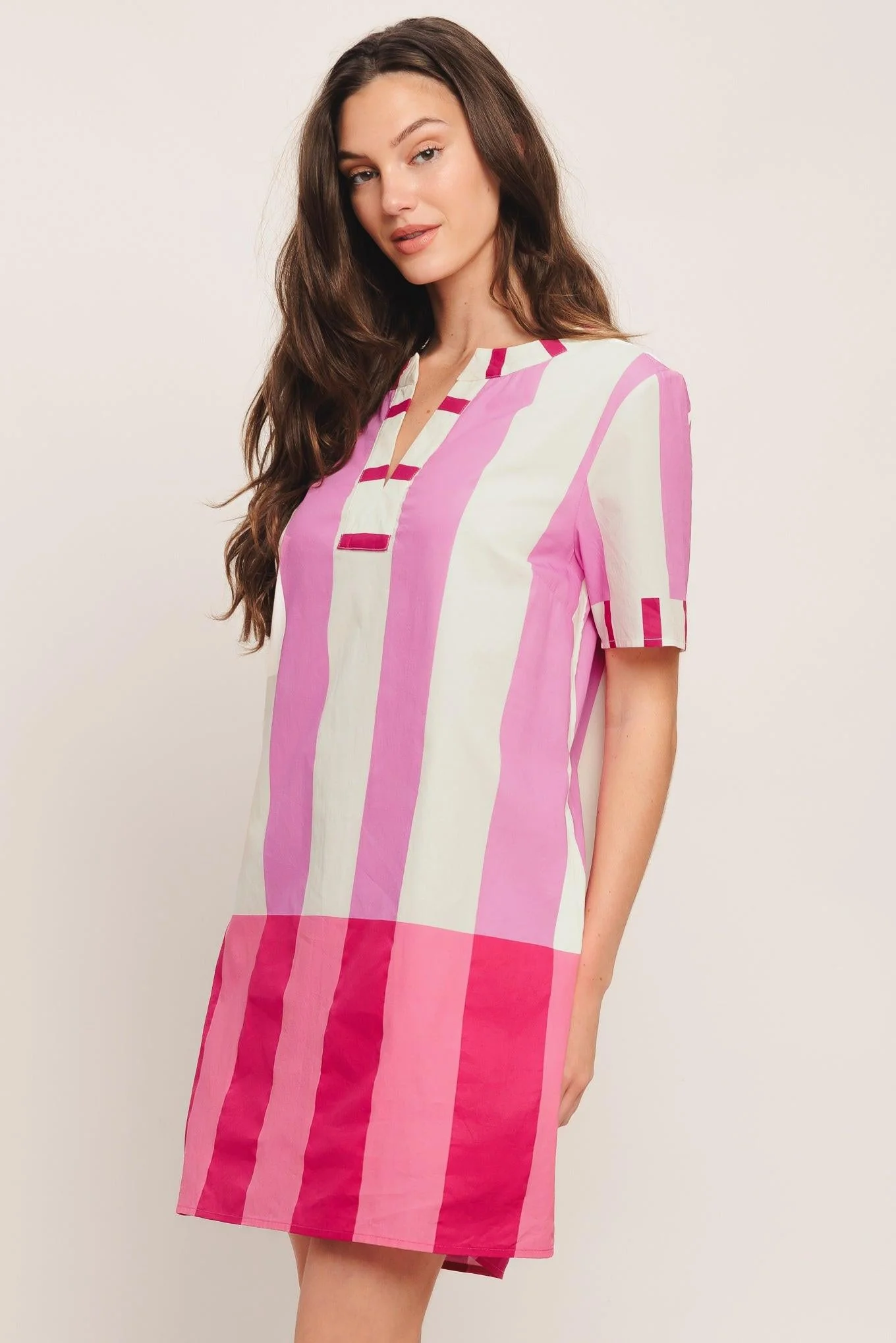 Fresh Pink Woven Mini Dress - Image 4