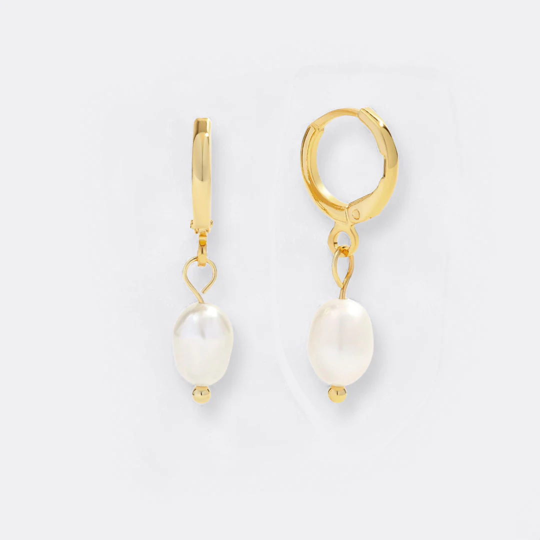 Mint & Lily Freshwater Pearl Drop Huggie Earrings - Image 40