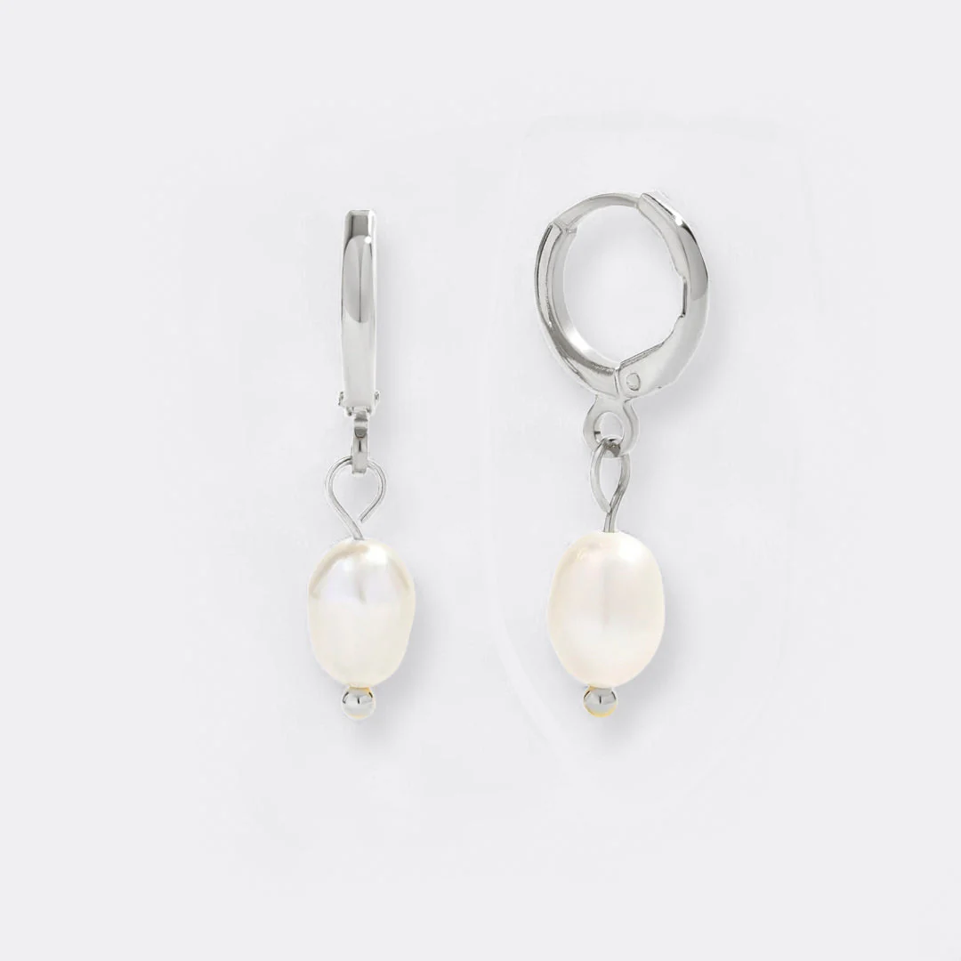 Mint & Lily Freshwater Pearl Drop Huggie Earrings - Image 41