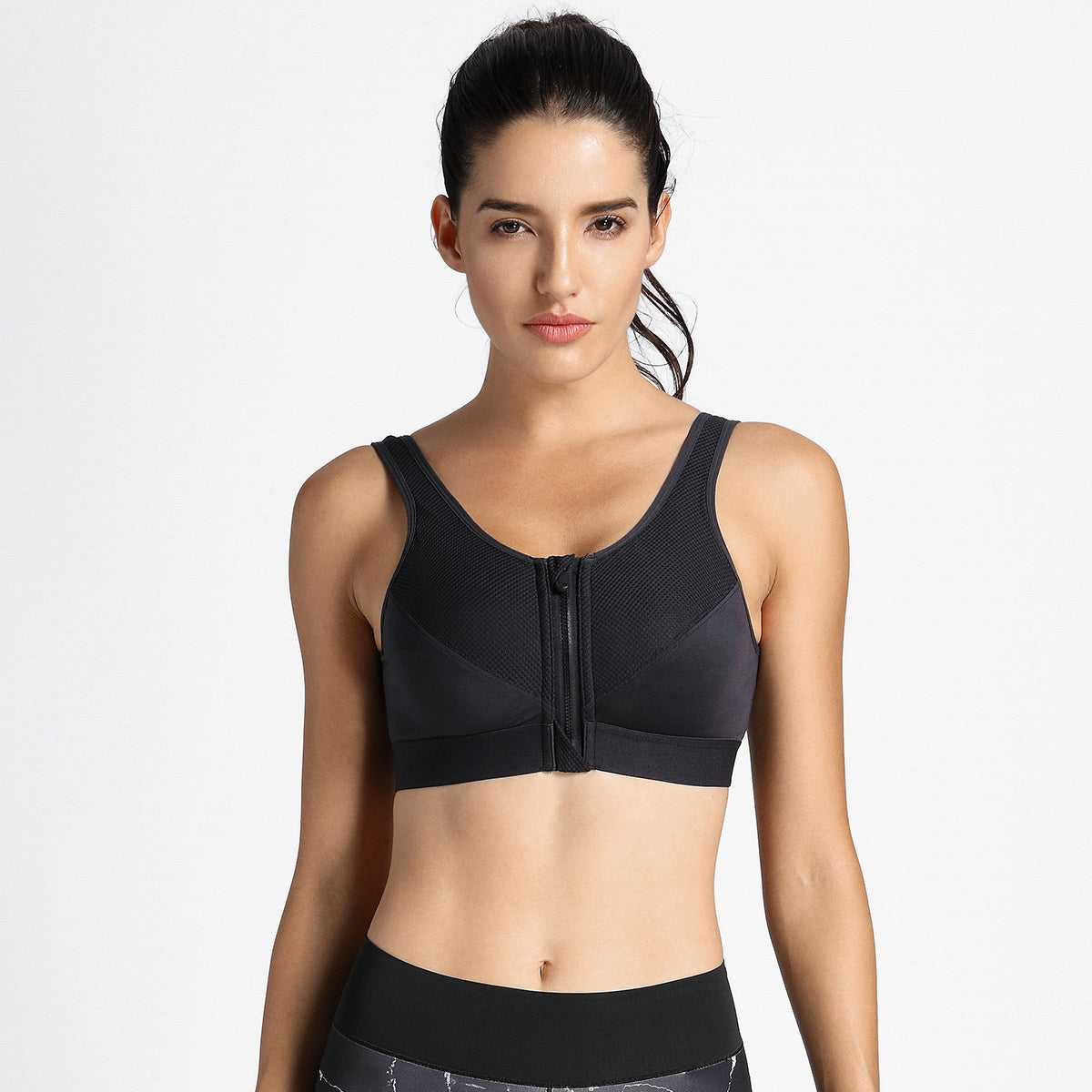 Full Length Zip Front Wireless Racerback Sports Bra - Image 108