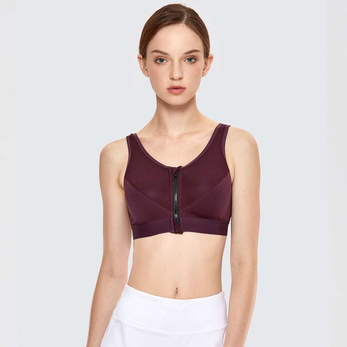 Full Length Zip Front Wireless Racerback Sports Bra - Image 63