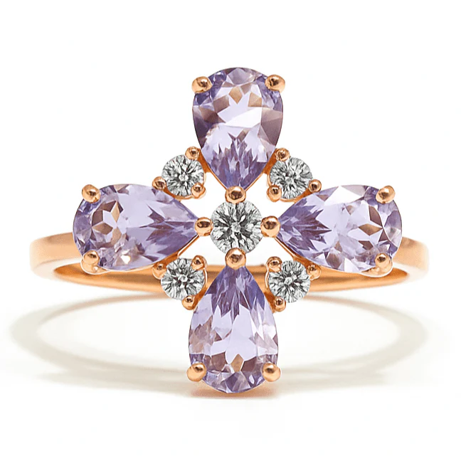Genuine Amethyst Rings Sterling Silver Clover Rings for Women 1.39 Carats Clover Jewelry for Women Purple Amethyst Ring Sterling Silver Topaz Jewelry Gifts for Her - Image 5