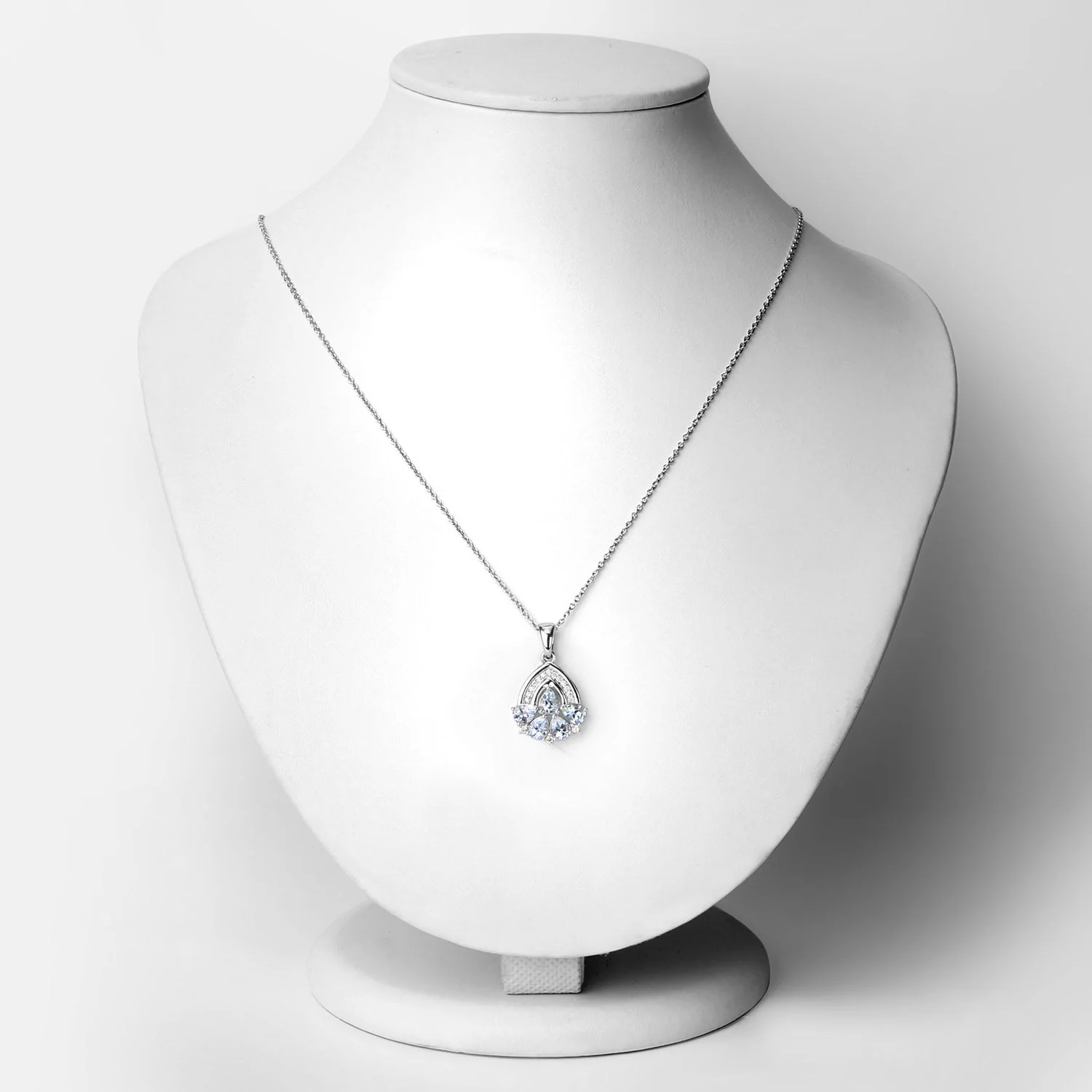 Genuine Aquamarine and Lab Grown Diamond Sterling Silver Statement Pendant Necklace - Image 3