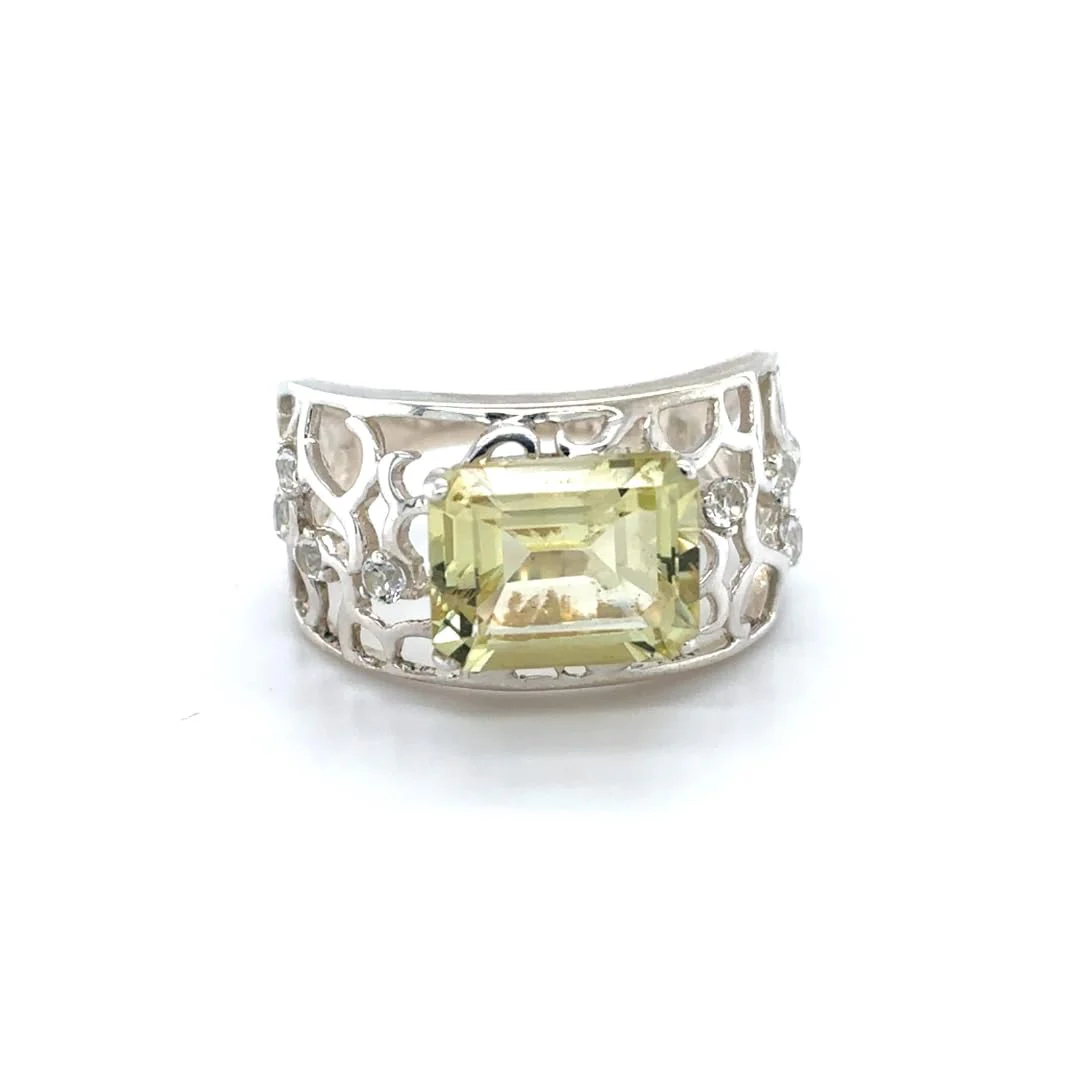 Genuine Lemon Quartz Ring 2.40 Carats Lemon Quartz Jewelry Green Gemstone Rings for Women Topaz Rings for Women November Birthstone Jewelry for Women Gift - Image 3