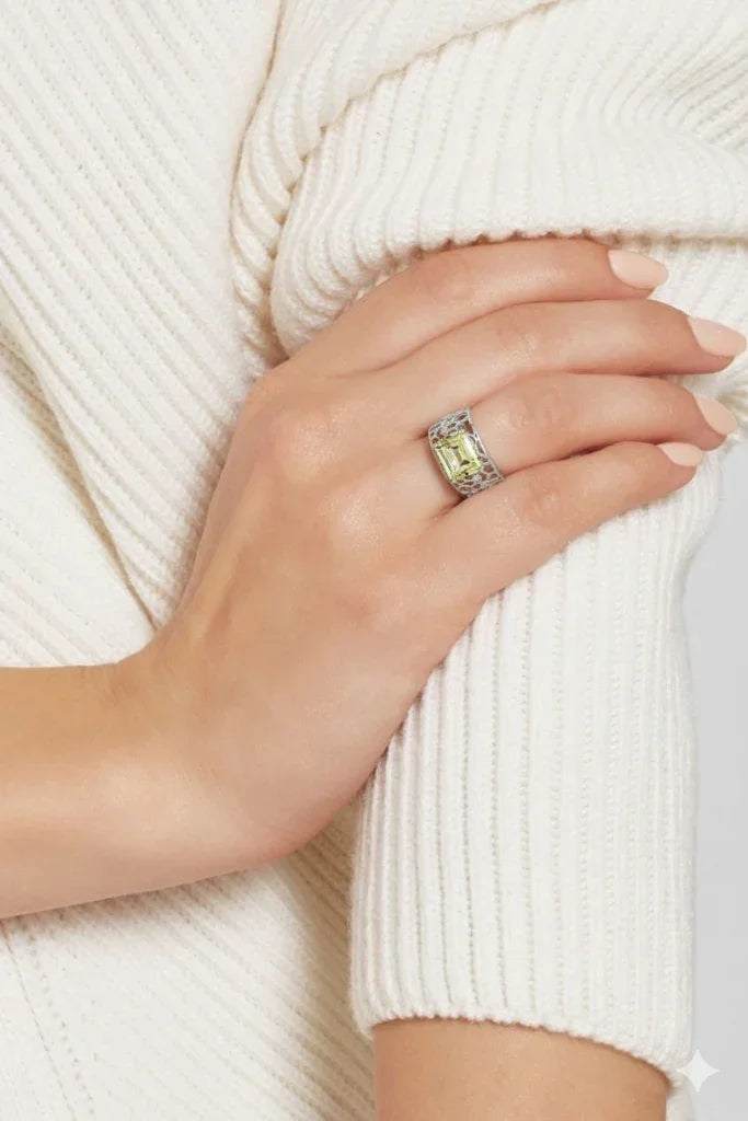 Genuine Lemon Quartz Ring 2.40 Carats Lemon Quartz Jewelry Green Gemstone Rings for Women Topaz Rings for Women November Birthstone Jewelry for Women Gift - Image 5