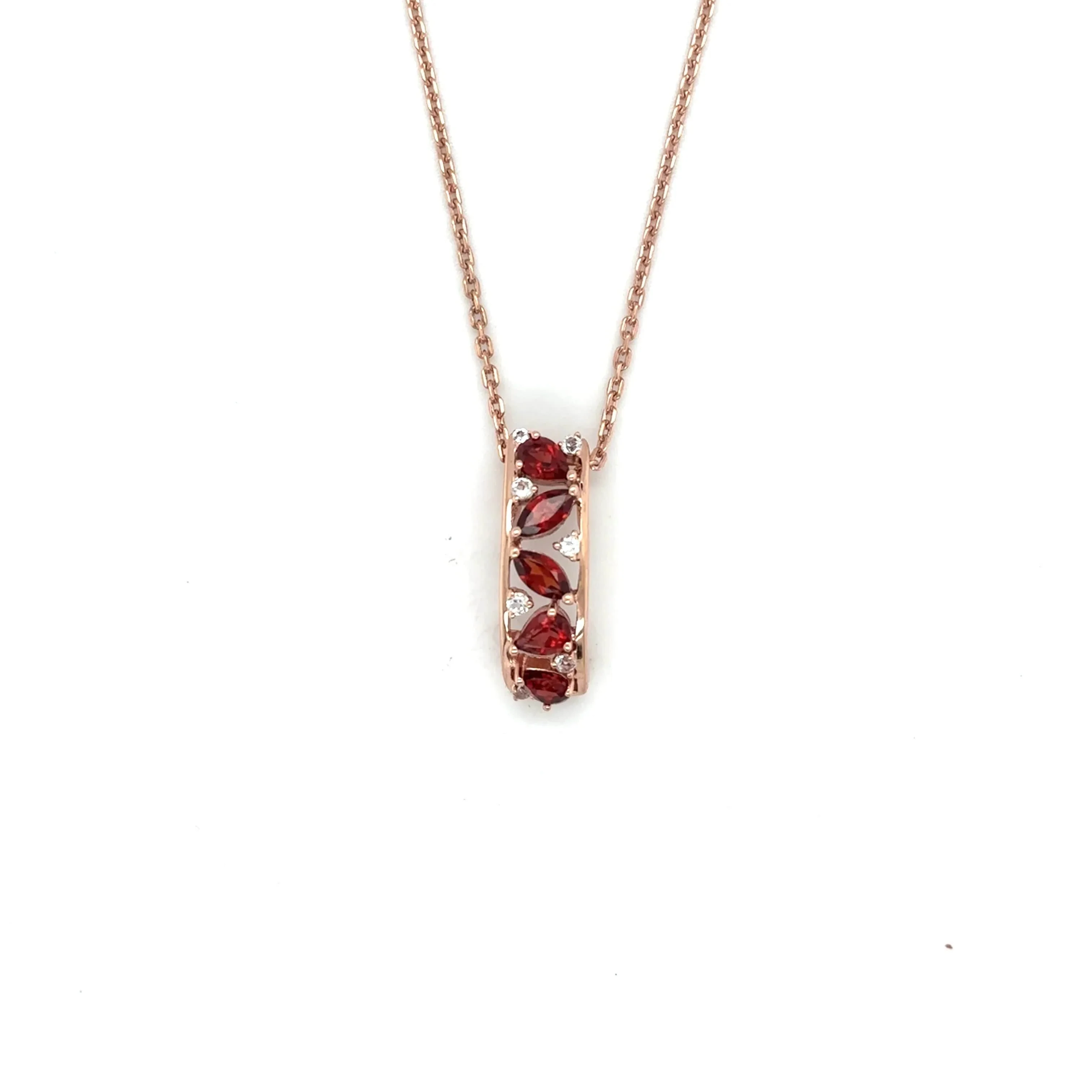 Genuine Red Garnet Necklace Vertical Bar Necklaces for Women January Birthstone Jewelry for Women Bar Necklace with Birthstone Garnet Jewelry Gifts for Her - Image 7