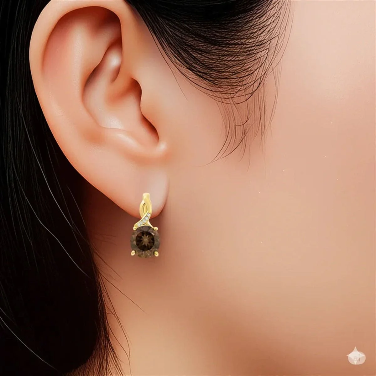 Genuine Smoky Quartz Earrings for Women 5.06 Carats Smoky Quartz Jewelry for Women June Birthstone 14K Yellow Gold Earrings Over Sterling Silver Topaz Jewelry Gifts for Her - Image 2
