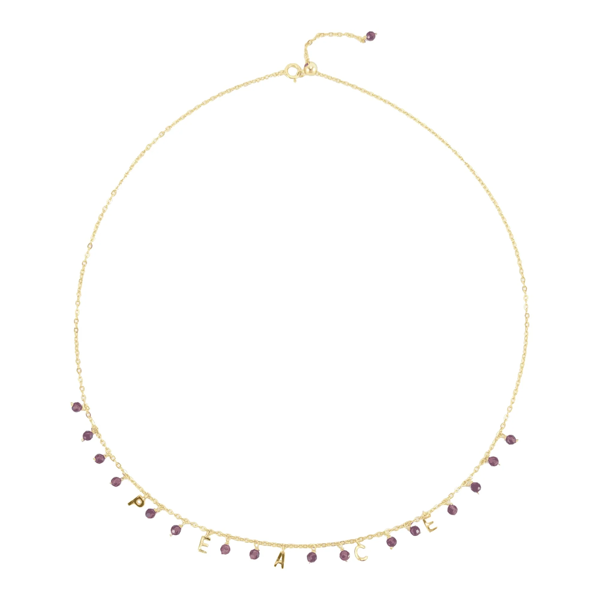 Gold Over Sterling Silver Natural Garnet Peace Necklace with 18" Chain - Image 2