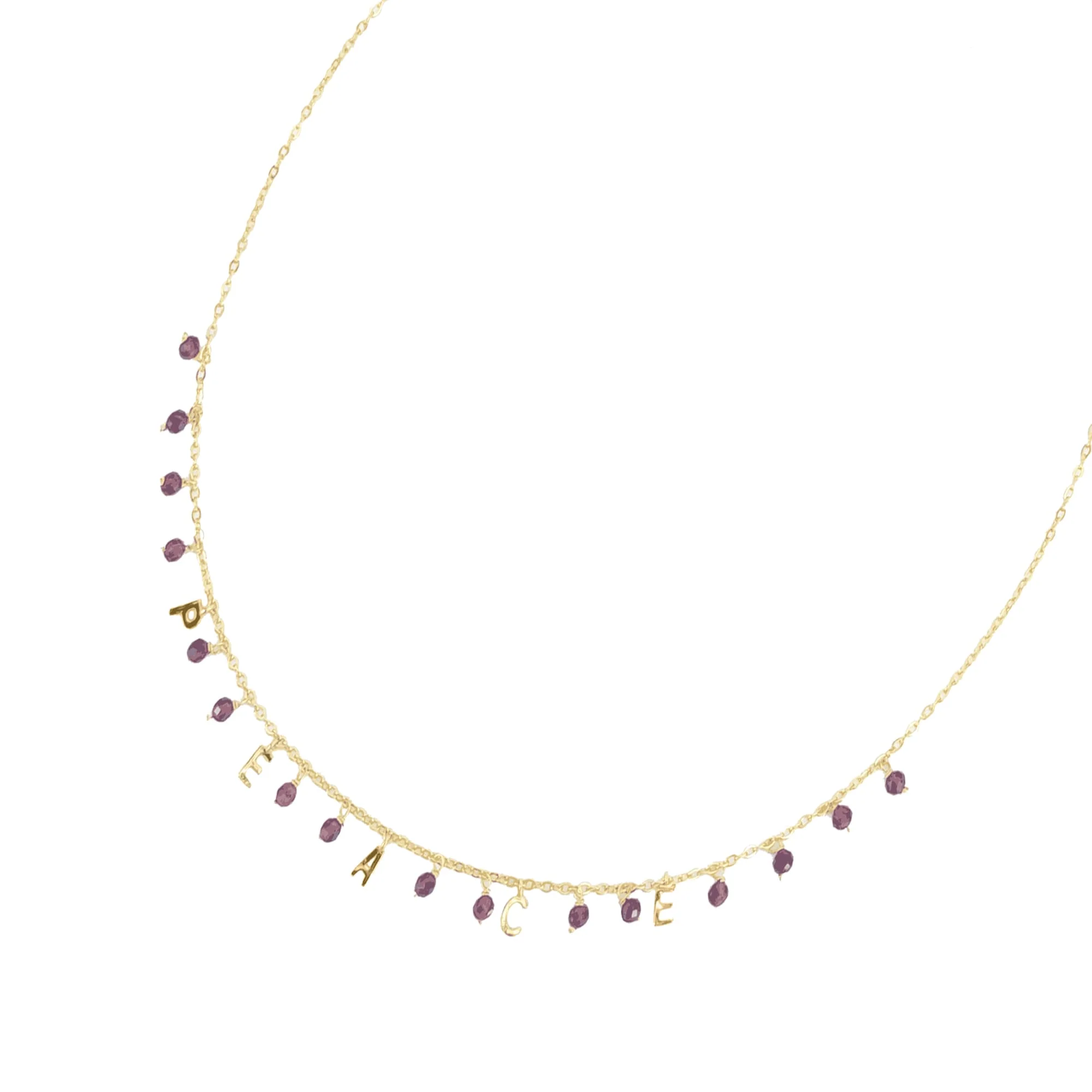 Gold Over Sterling Silver Natural Garnet Peace Necklace with 18" Chain - Image 3
