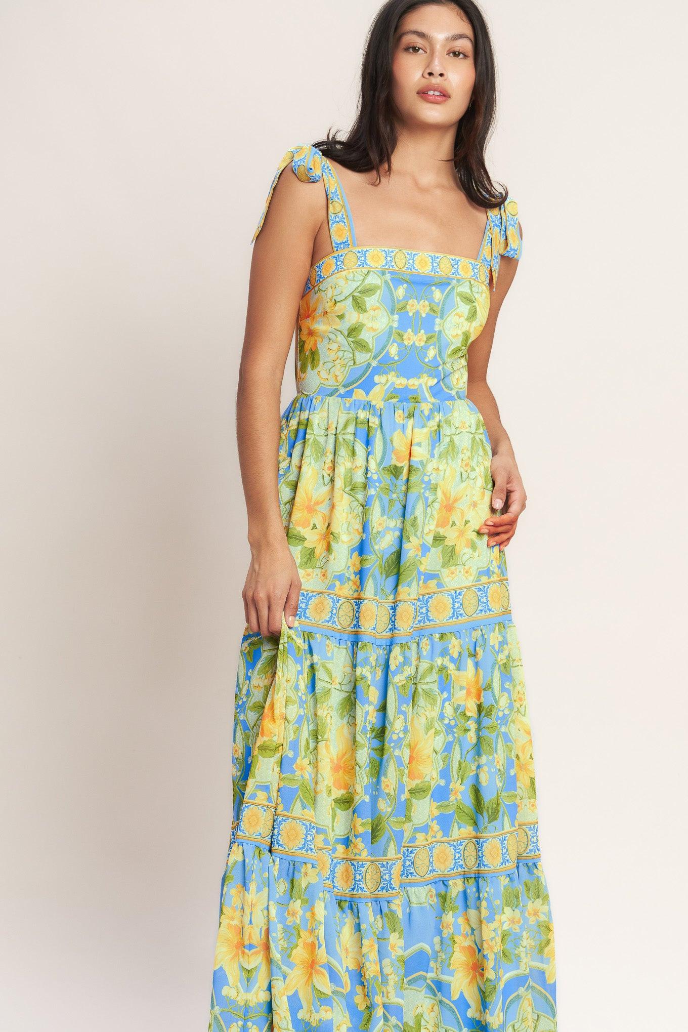 Golden Hour Bloom Woven Maxi Dress - Image 4