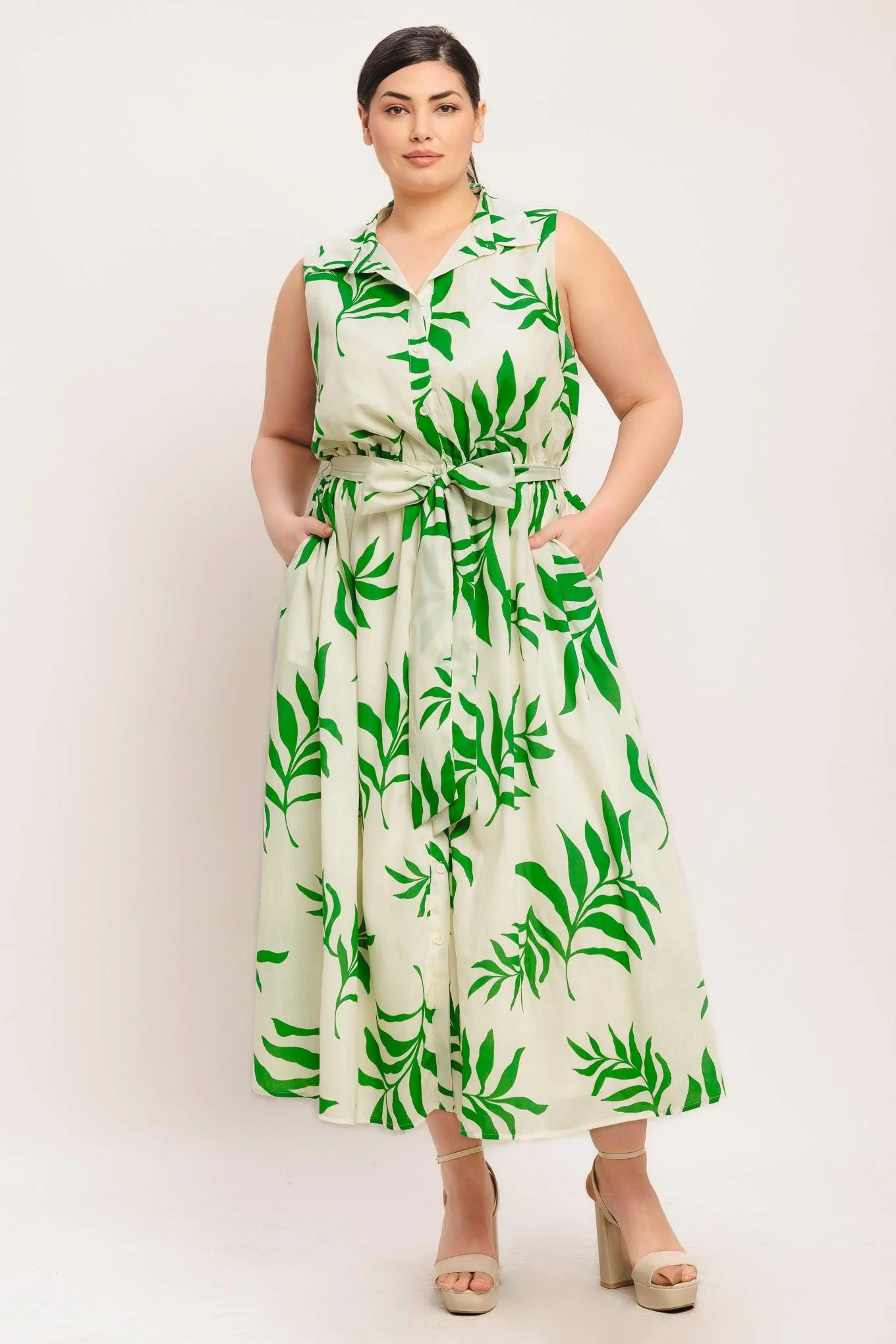 Green Daydream Woven Midi Dress - Image 8