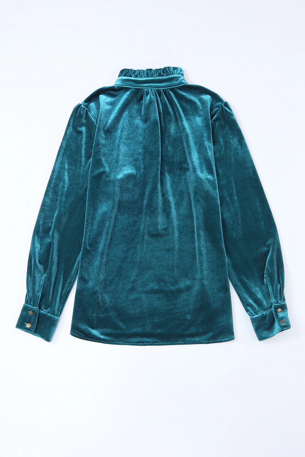 Threaded Pear Gwynn Frilled Neck Buttoned Front Velvet Top - Image 7