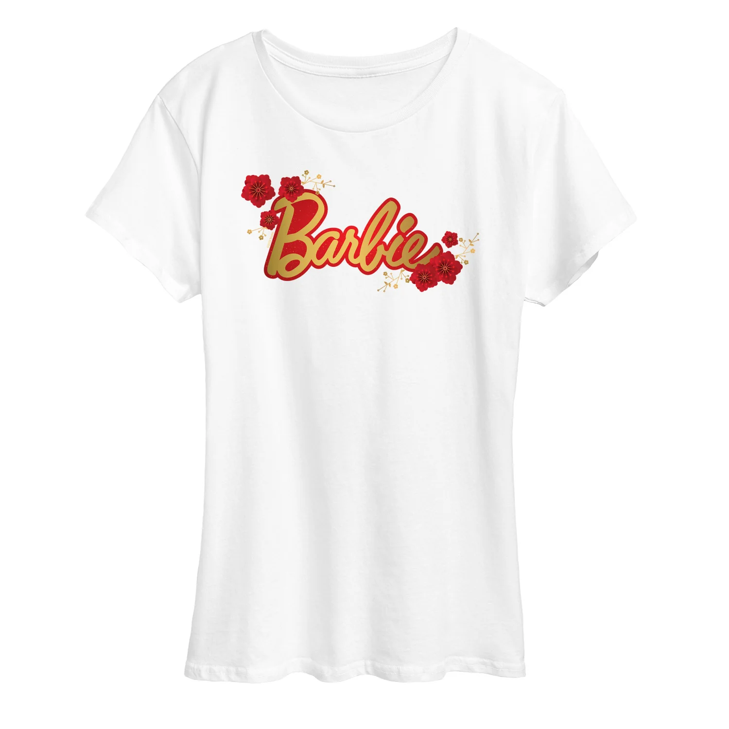 Barbie - Logo Red Floral - Women's Short Sleeve Graphic T-Shirt - Image 3