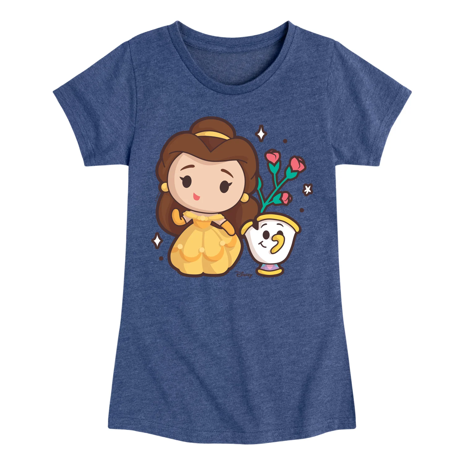 Disney Princess - Belle and Chip Chibi Kawaii - Girls Fitted Short Sleeve T-Shirt - Image 3