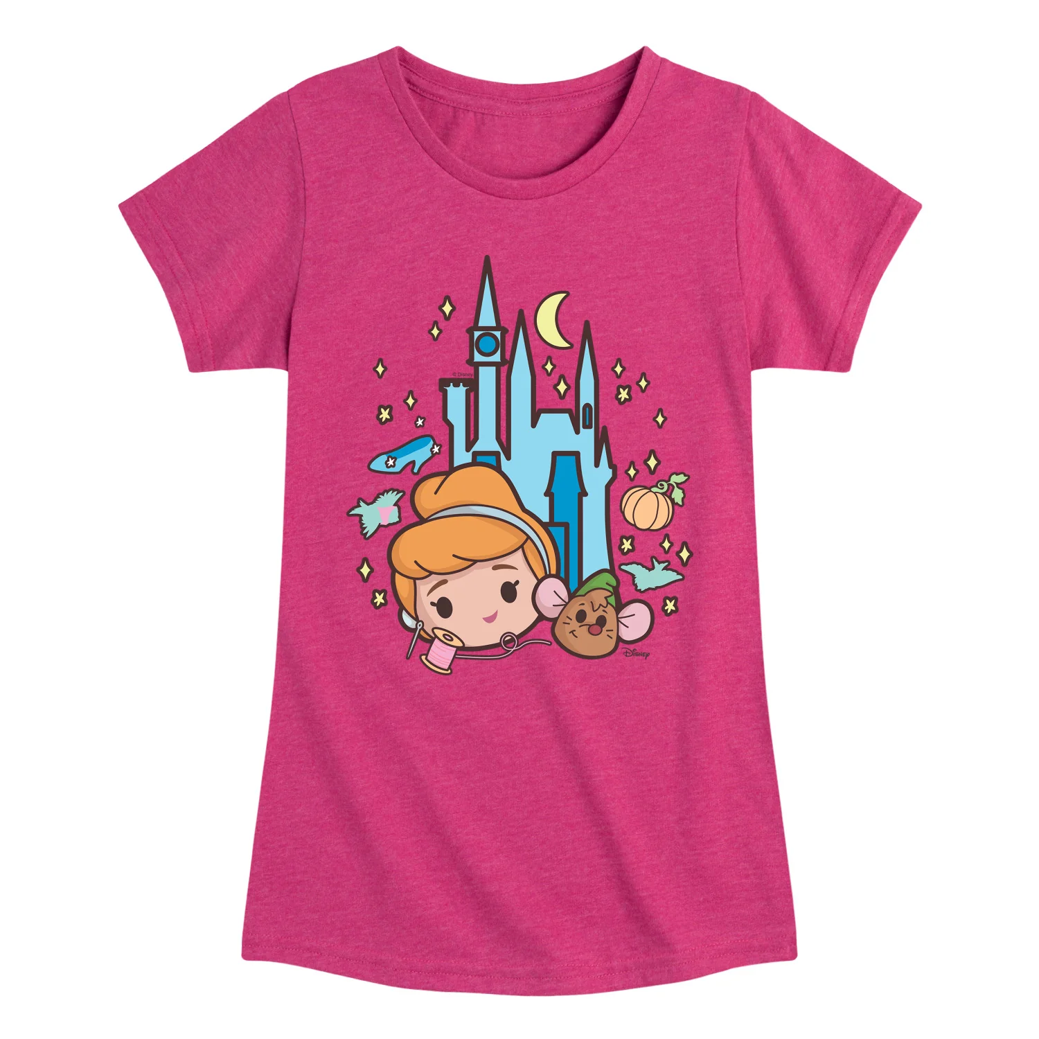 Disney Princess - Cinderella and Gus Chibi Kawaii - Girls Fitted Short Sleeve T-Shirt - Image 4