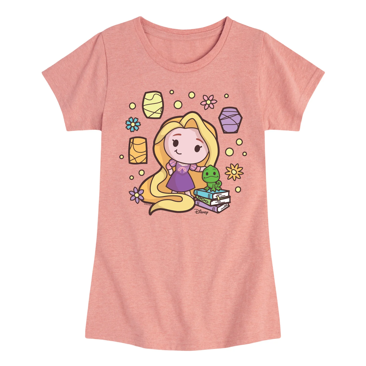 Disney Princess - Rapunzel Pascal Chibi Kawaii- Girls Fitted Short Sleeve T-Shirt
