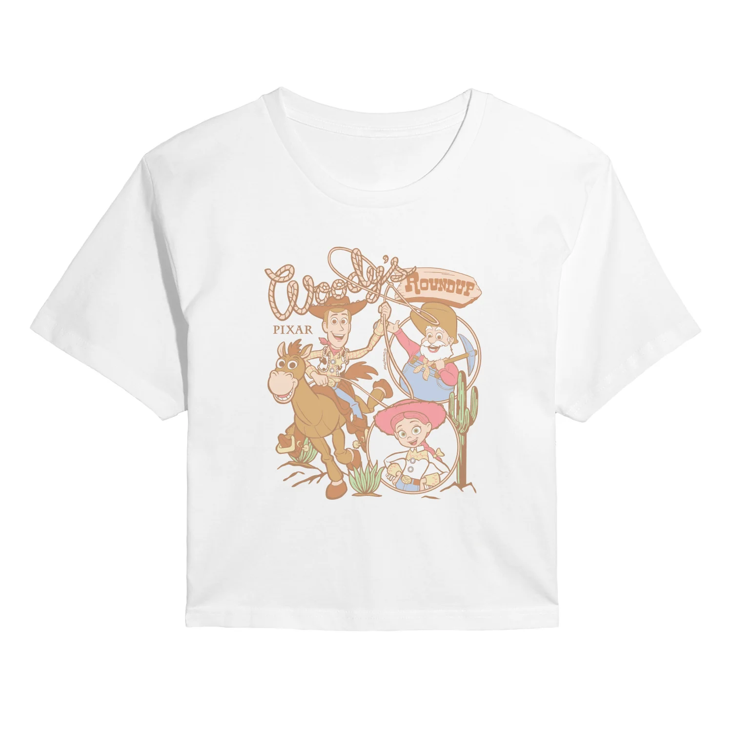 Toy Story - Woodys Roundup - Juniors Cropped Graphic T-Shirt
