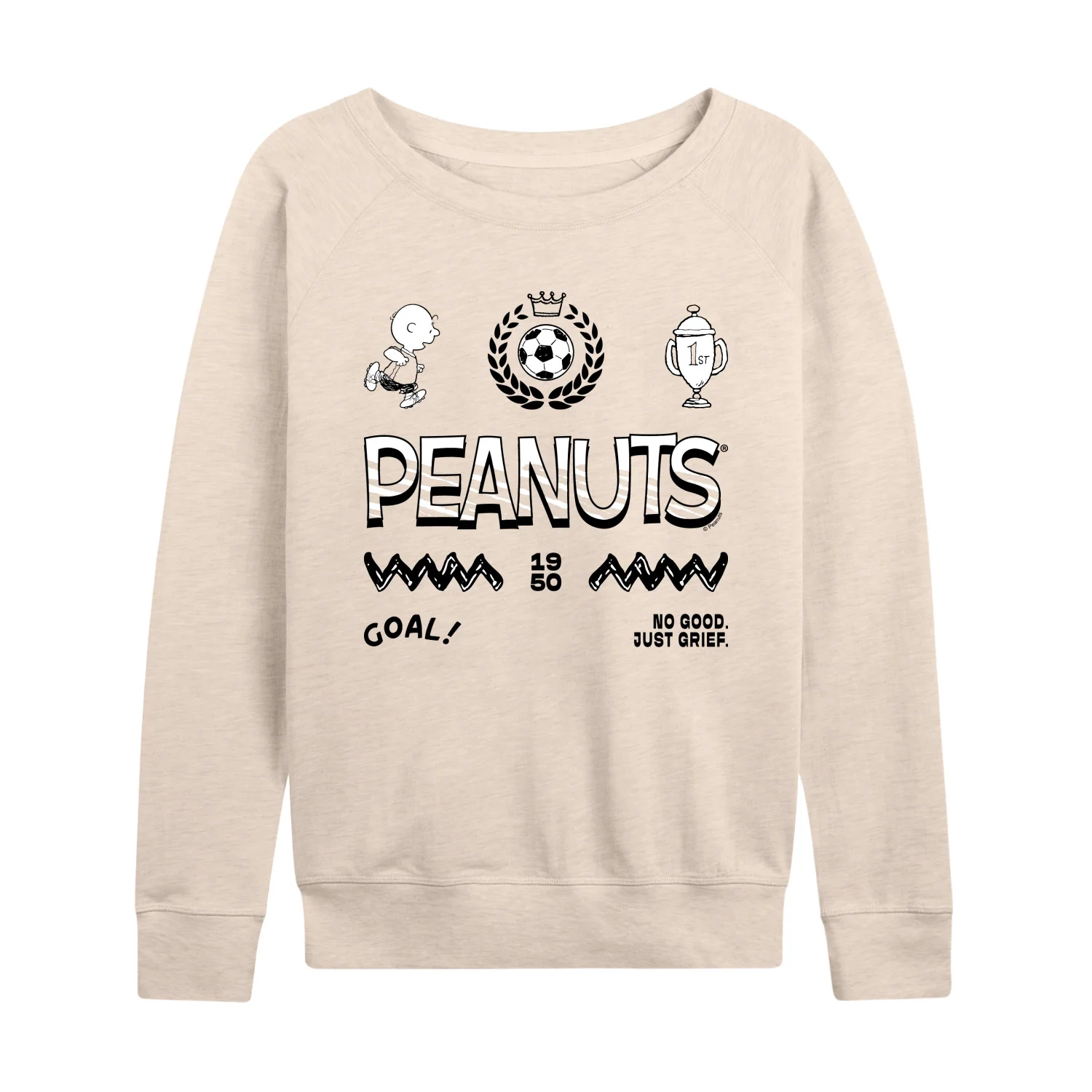 Peanuts - Charlie Brown Soccer Jersey - Women's French Terry Long Sleeve Pullover