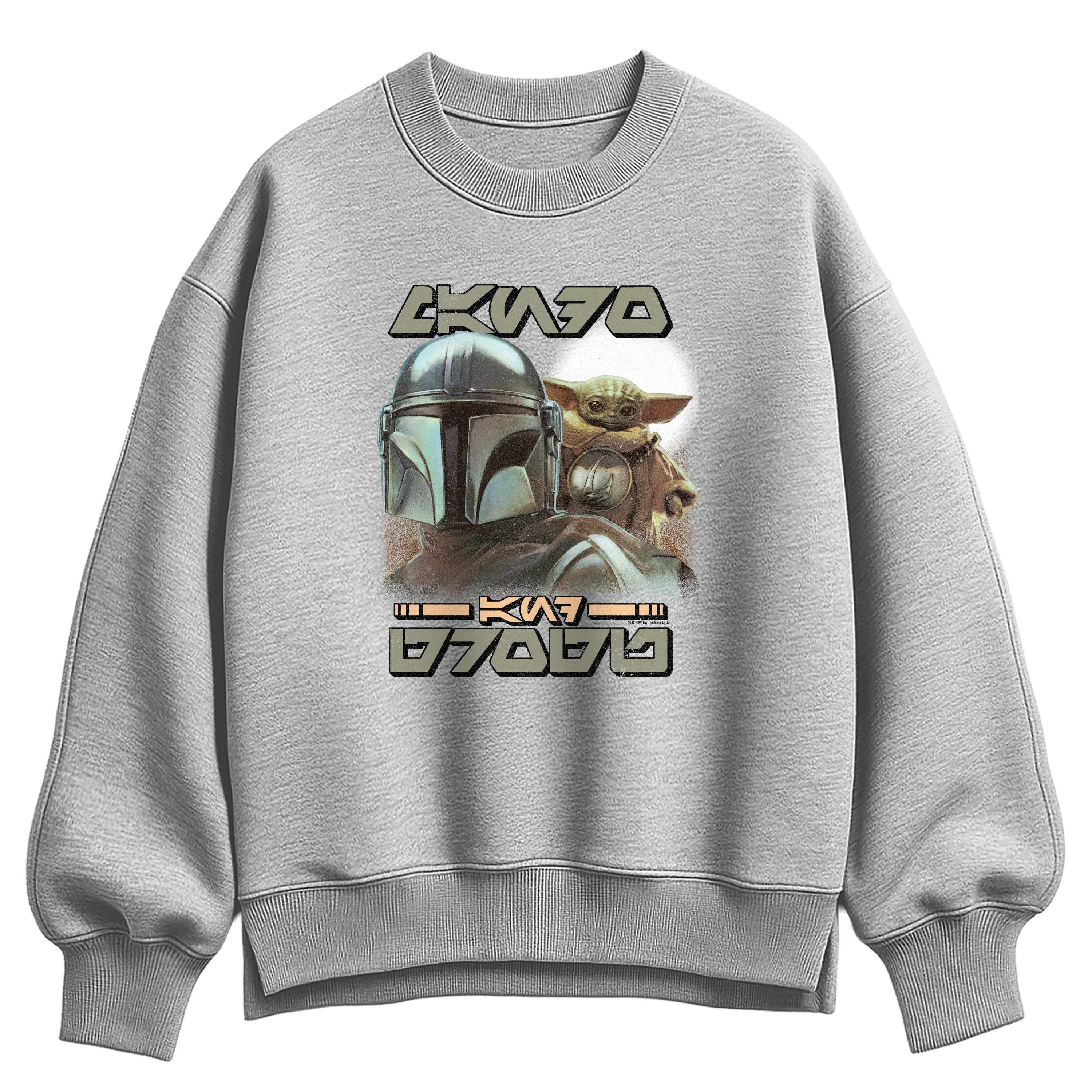 The Mandalorian And Grogu - Aurebesh Potrait - Women's Oversized Fleece Crew Sweatshirt - Image 3