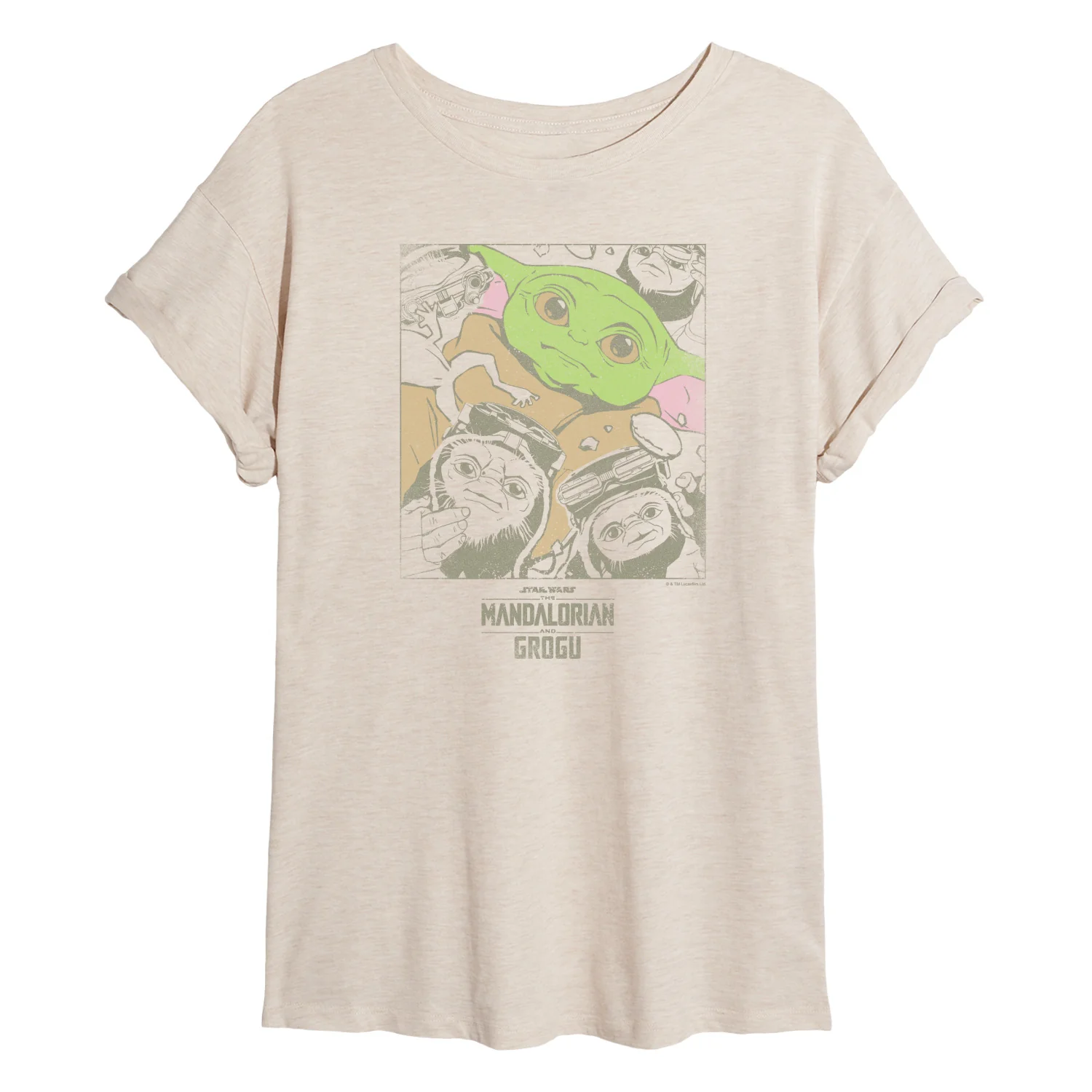 The Mandalorian And Grogu - Grogu And Friends - Juniors Oversized Graphic T-Shirt