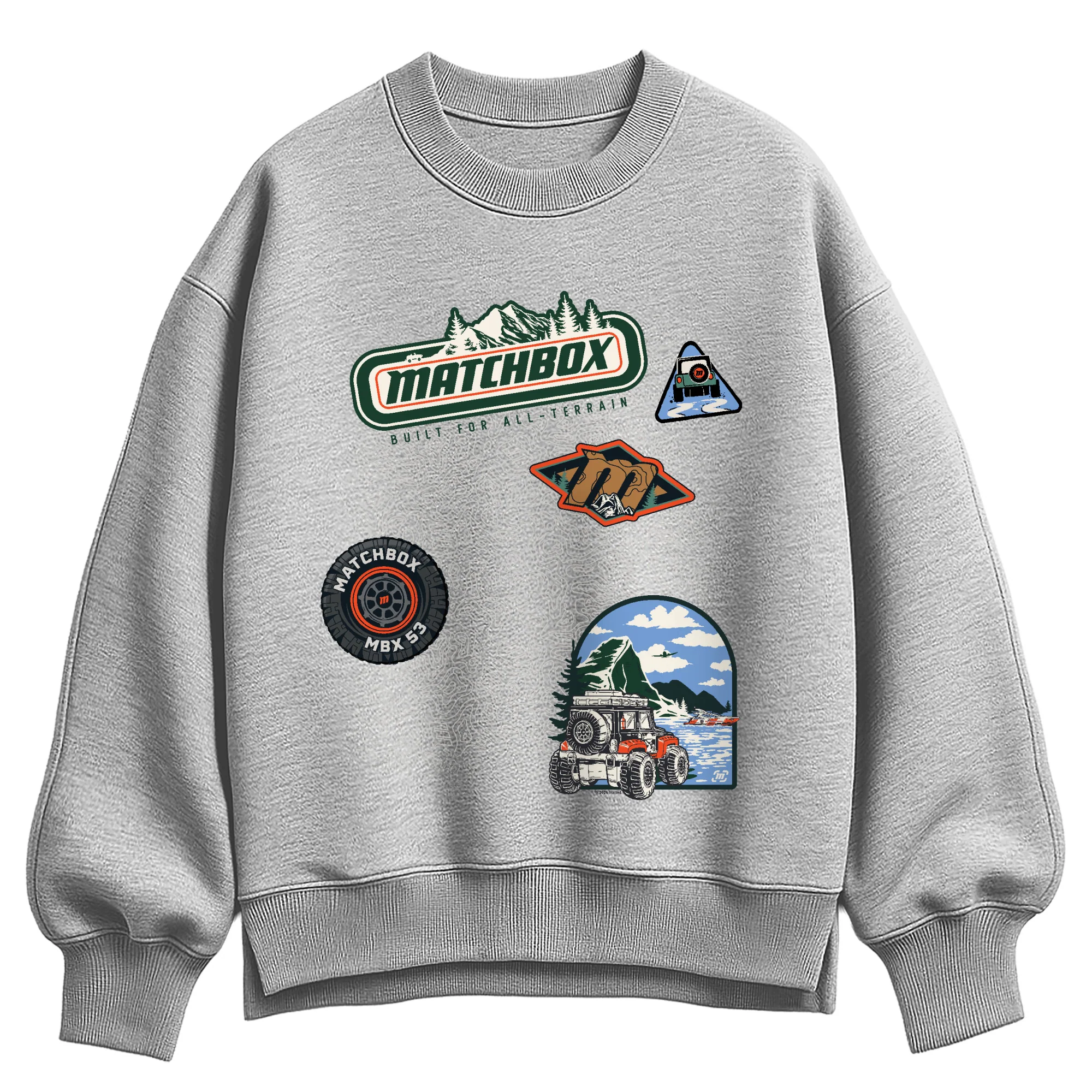 Matchbox - Faux Multi Icons - Women's Oversized Fleece Crew Sweatshirt - Image 2