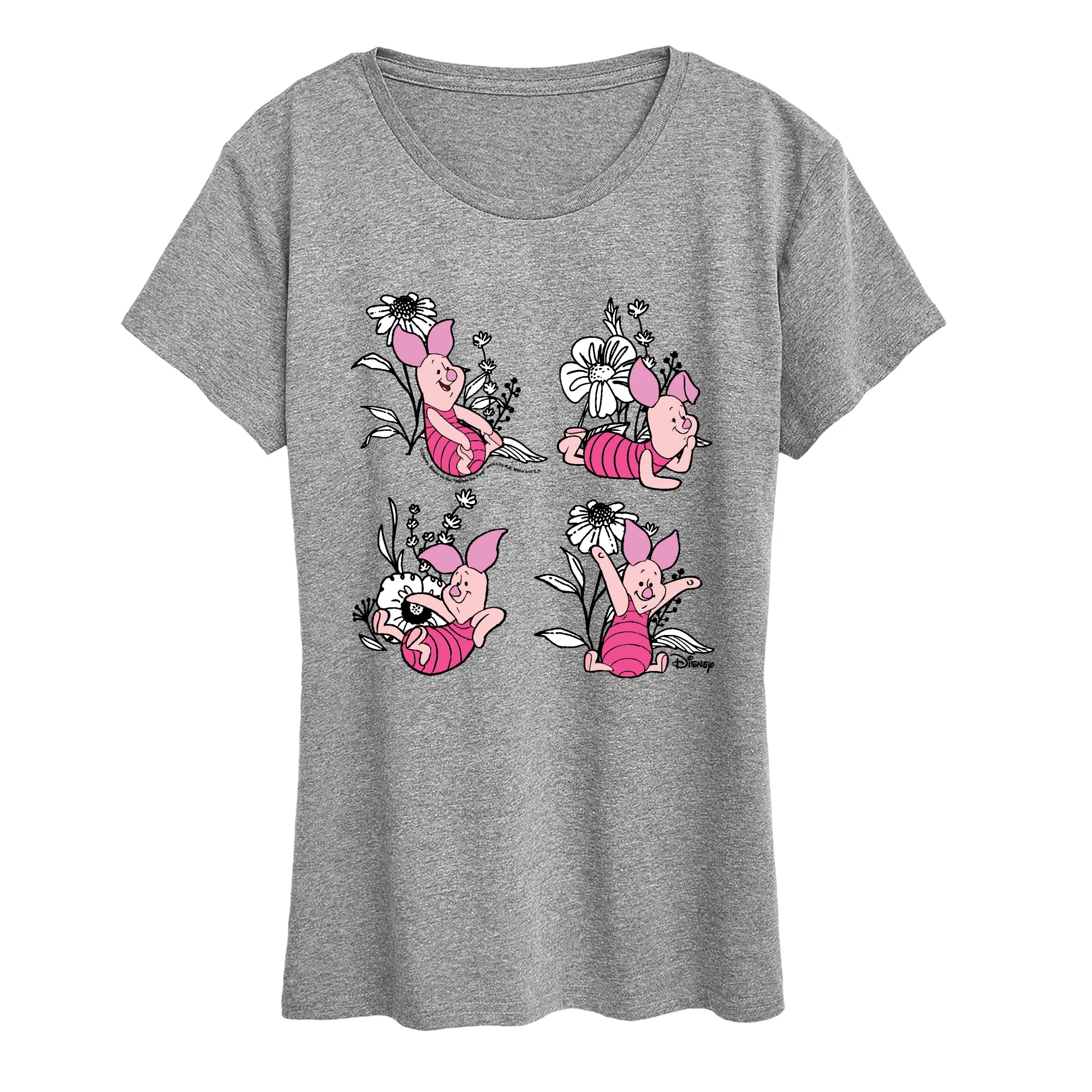 Winnie the Pooh - Piglet Flowers - Women's Short Sleeve Graphic T-Shirt - Image 2
