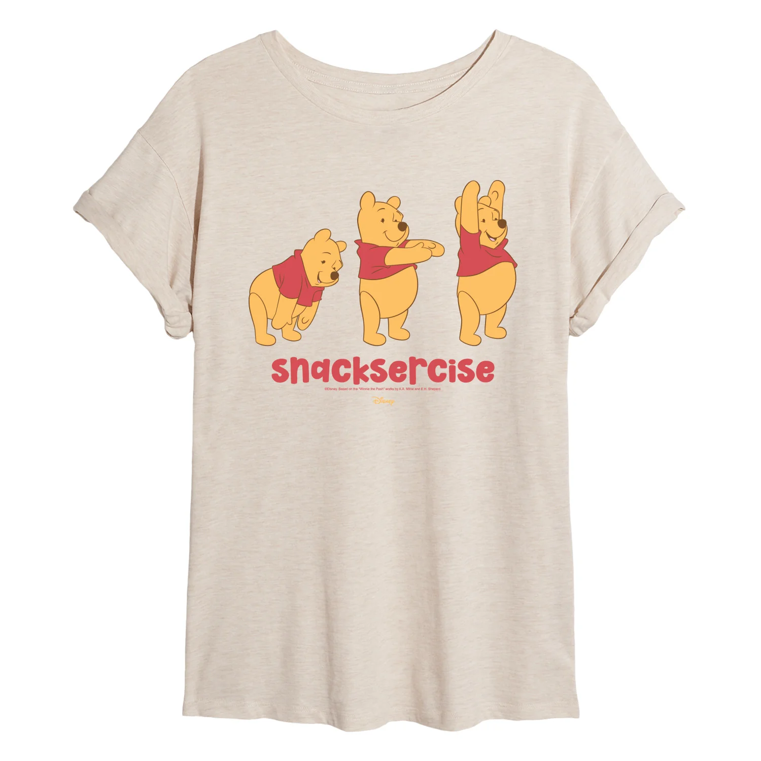 Winnie the Pooh - Snacksercise - Juniors Oversized Graphic T-Shirt - Image 2