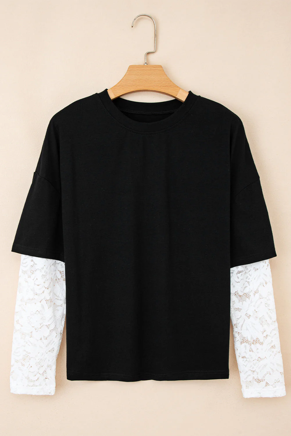 Threaded Pear Hallie Lace Long Sleeve Insert Drop Shoulder Top - Image 9