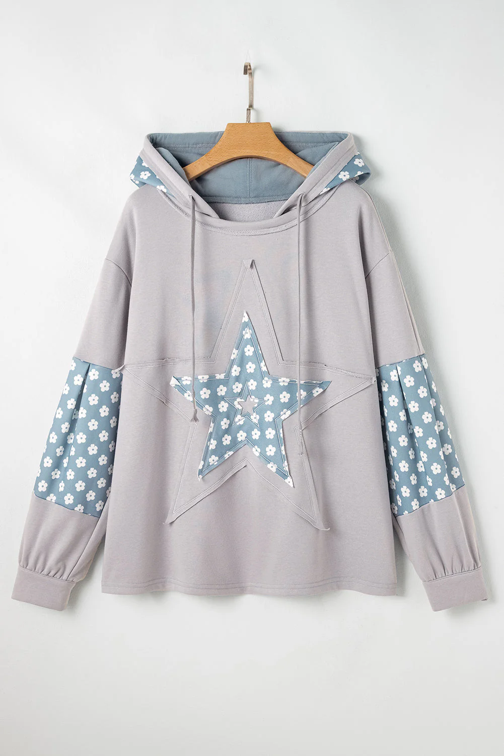 Threaded Pear Hallie Star Pattern Drawstring Hoodie - Image 9